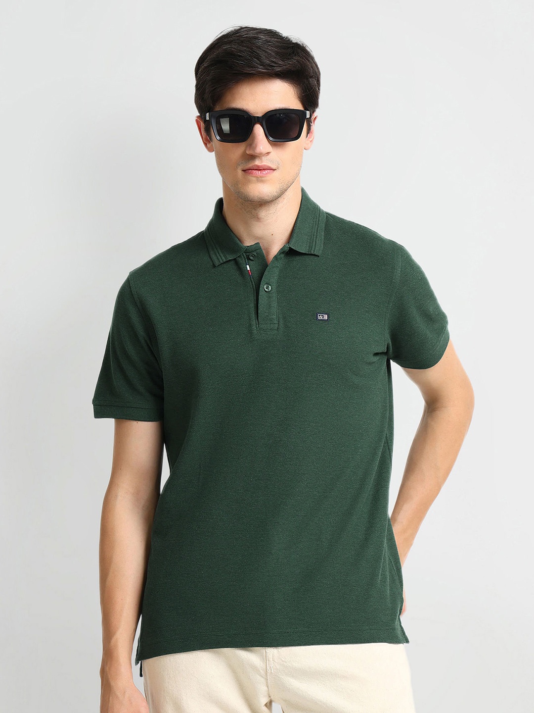

Arrow Sport Polo Collar Short Sleeves Cotton T-shirt, Green