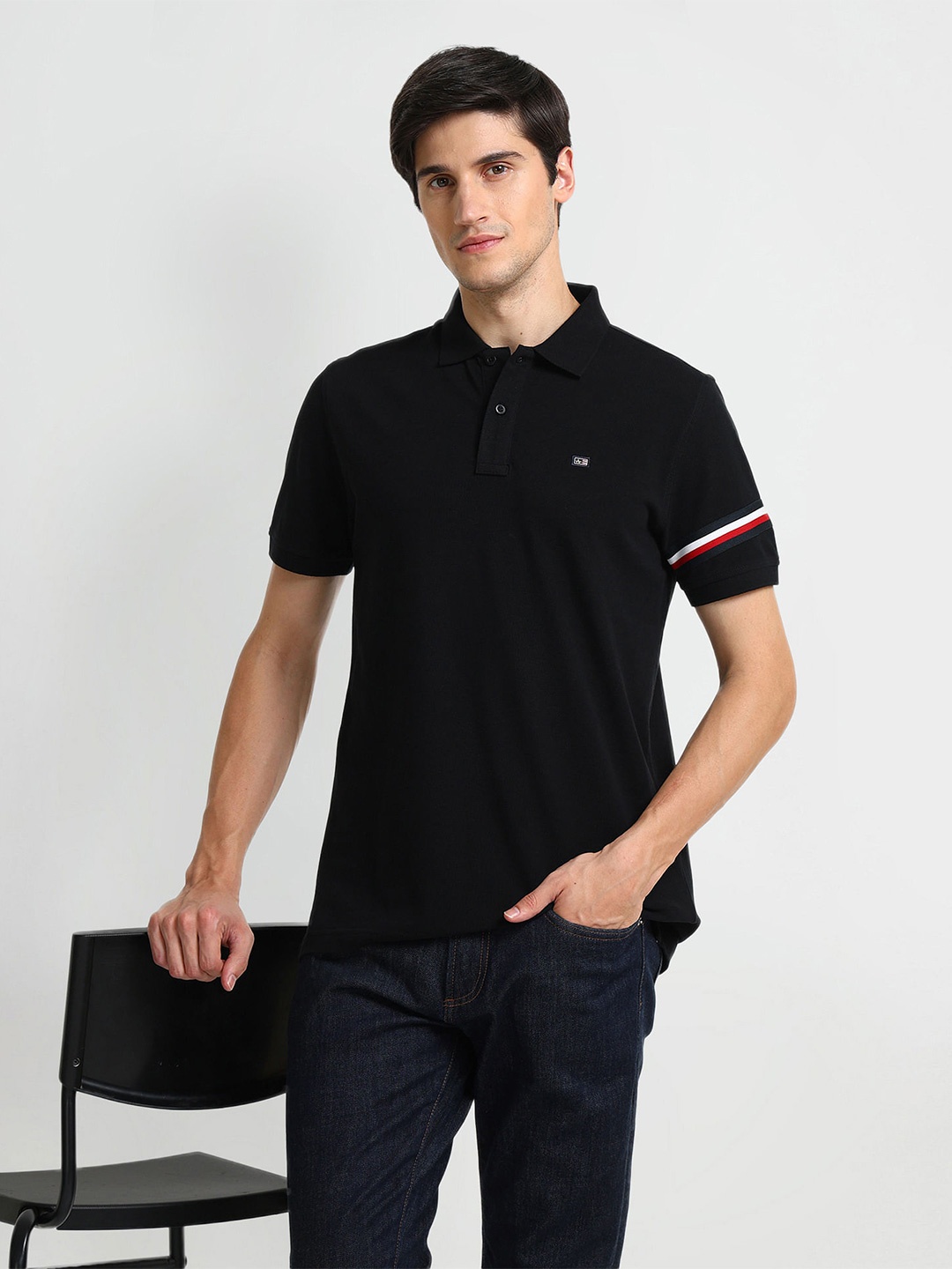 

Arrow Sport Men Polo Collar Cotton T-shirt, Black