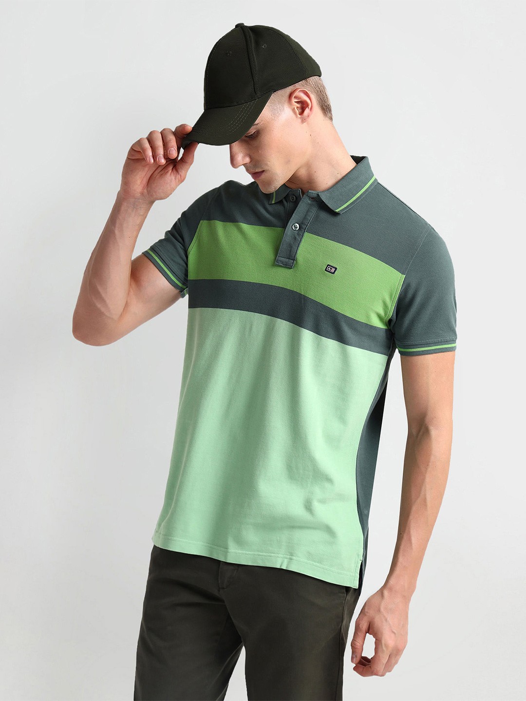 

Arrow Sport Polo Collar Short Sleeves Cotton T-shirt, Green