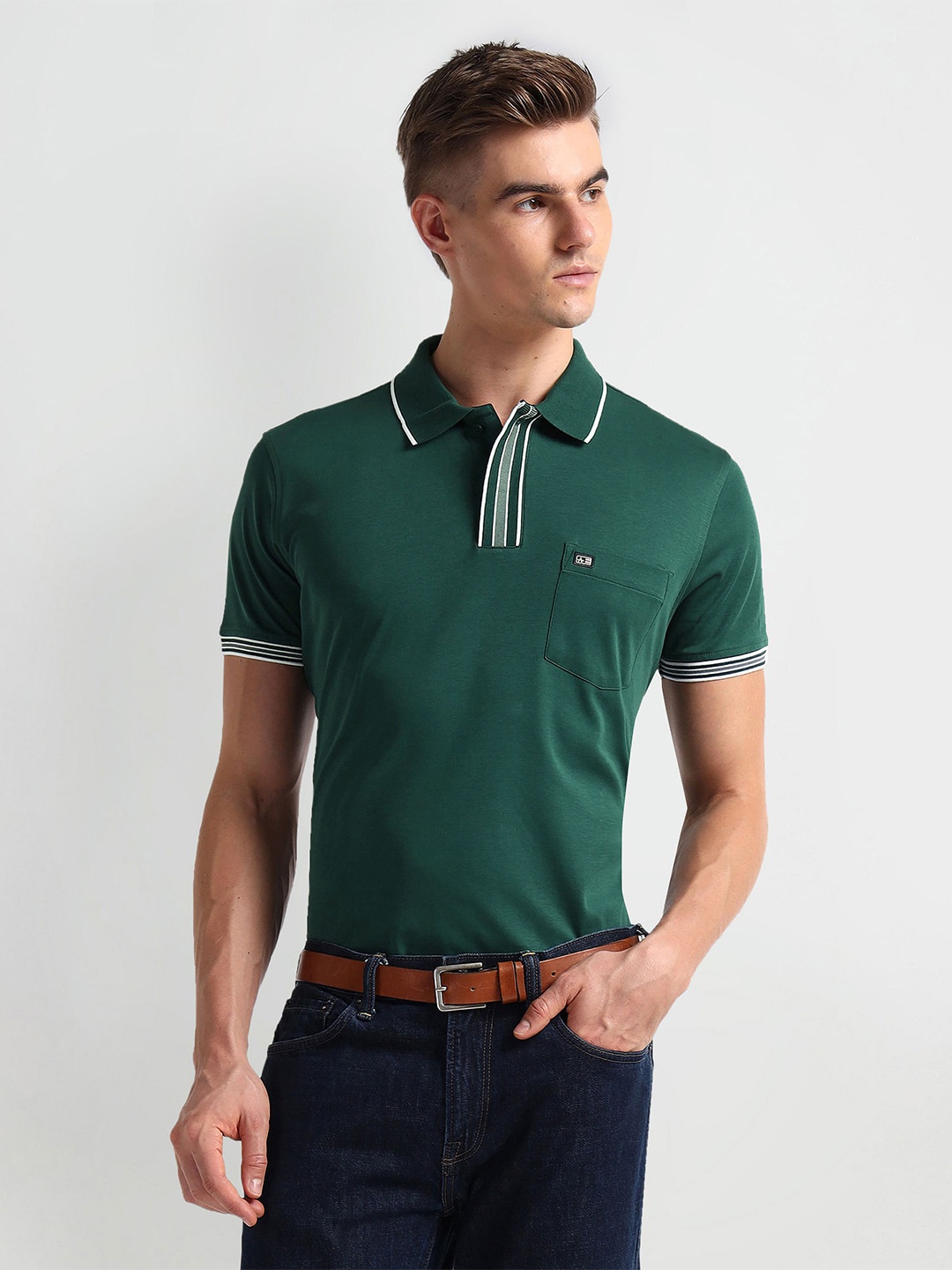 

Arrow Sport Polo Collar Cotton T-shirt, Green