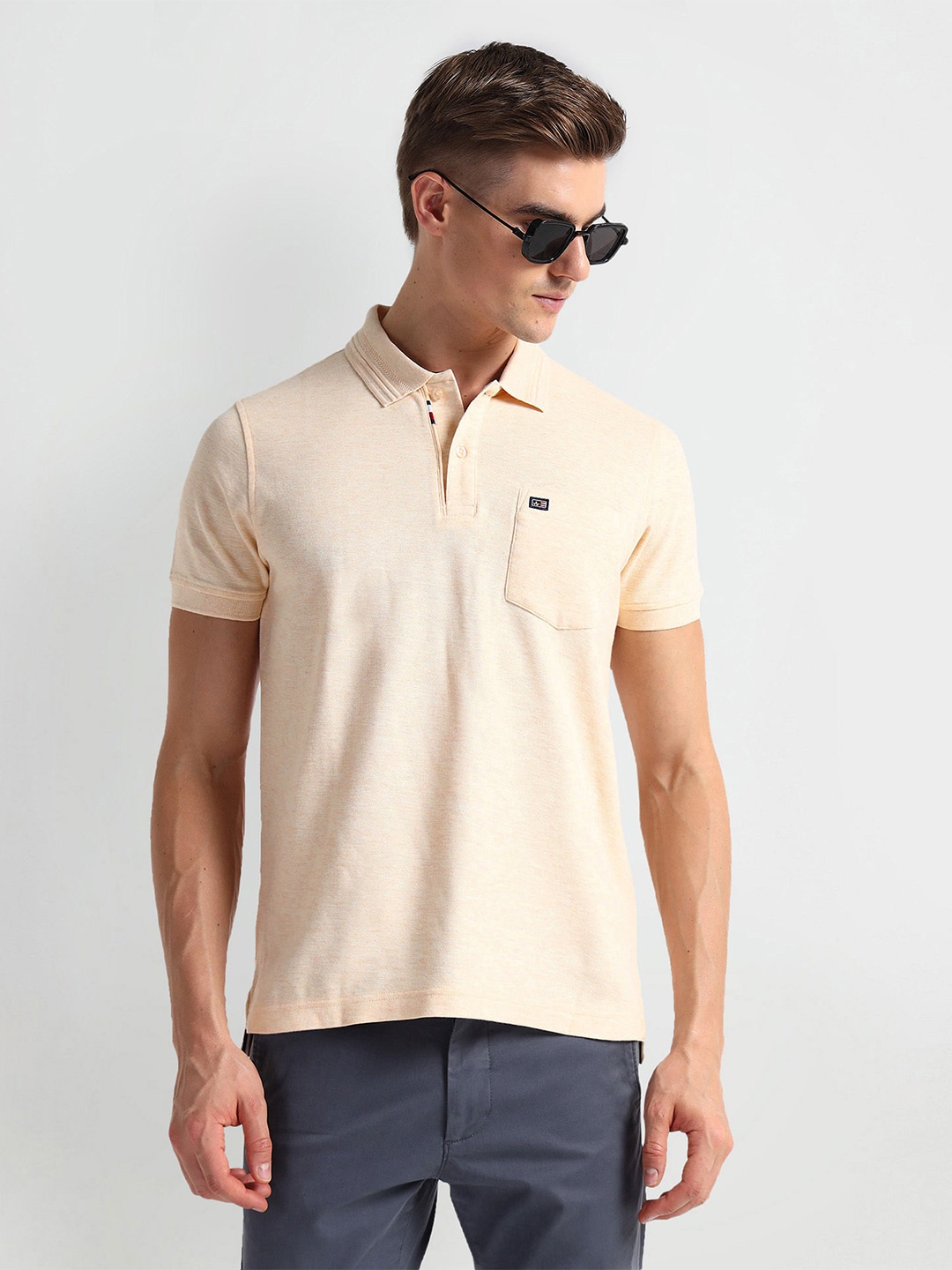 

Arrow Sport Polo Collar Short Sleeves Cotton T-shirt, Yellow