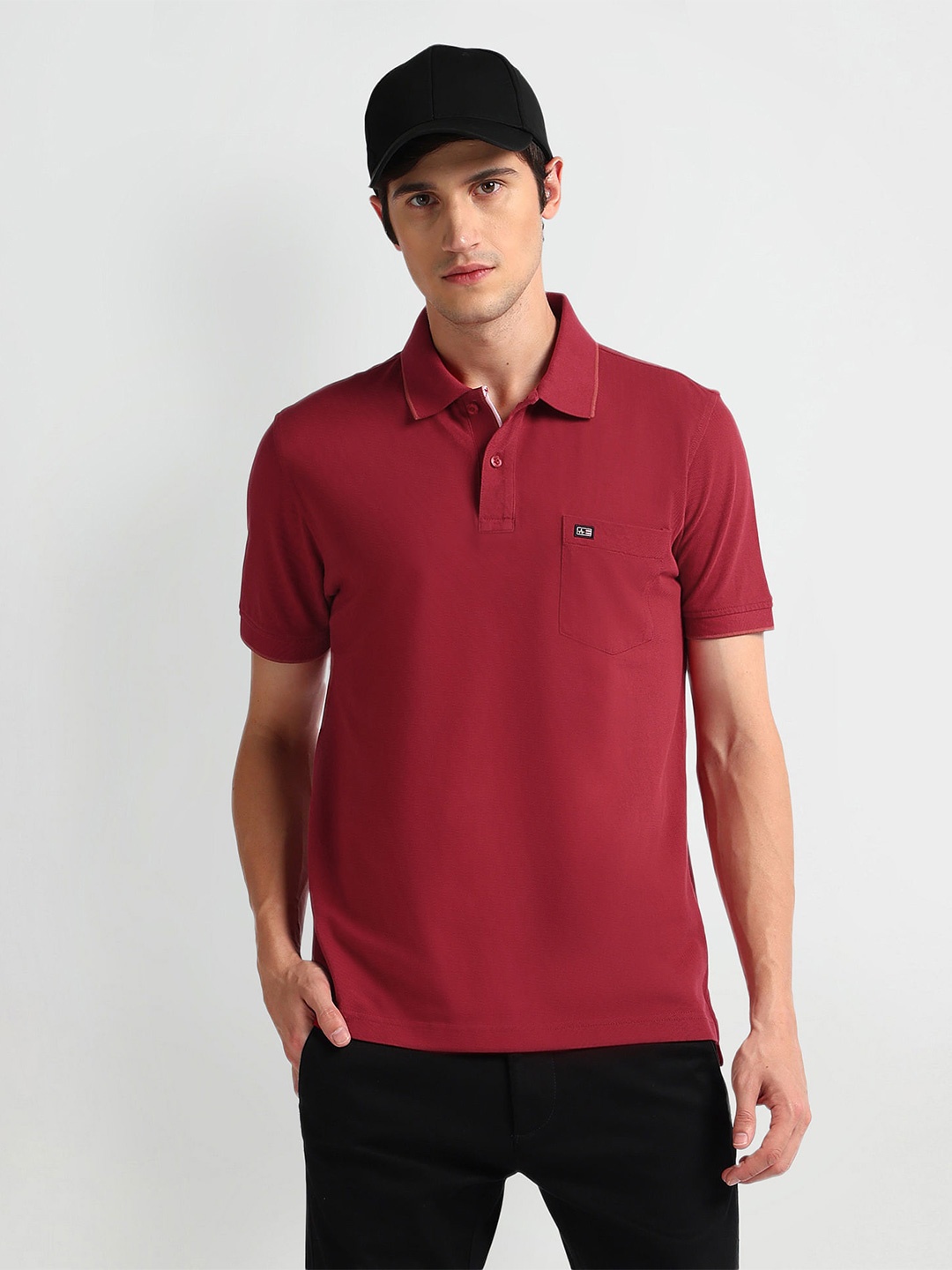 

Arrow Sport Polo Collar Short Sleeves Cotton T-shirt, Red