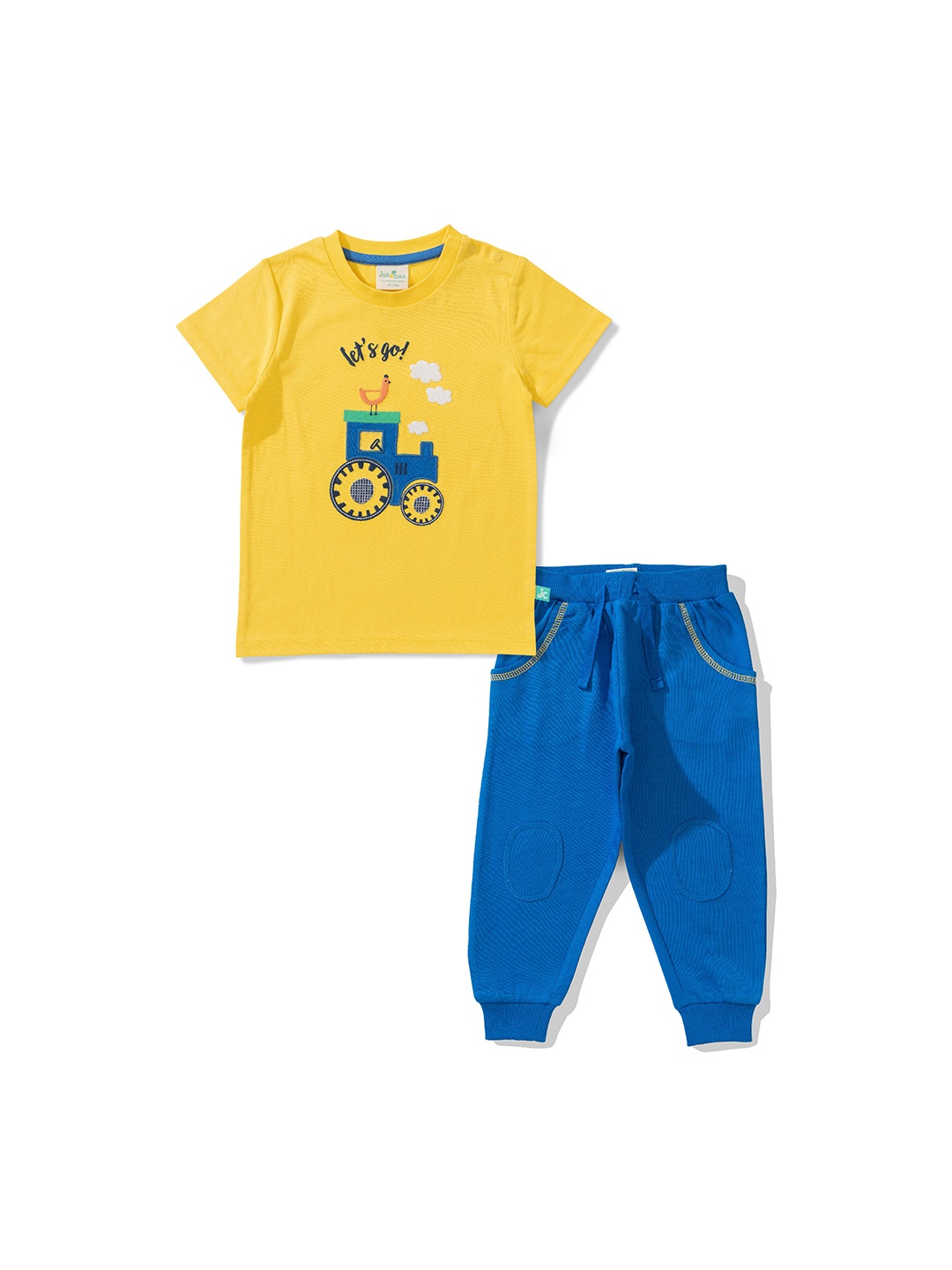 

JusCubs Boys Printed Pure Cotton T-shirt with Trousers, Yellow