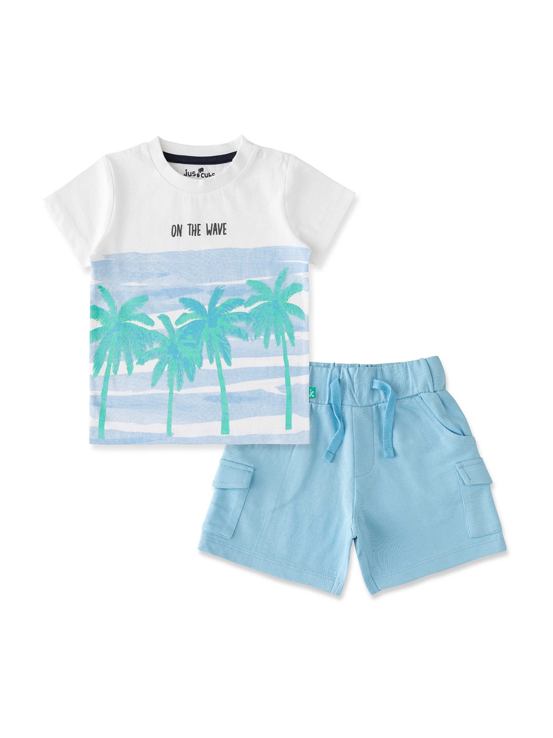 

JusCubs Boys Printed Pure Cotton T-shirt with Shorts, Blue