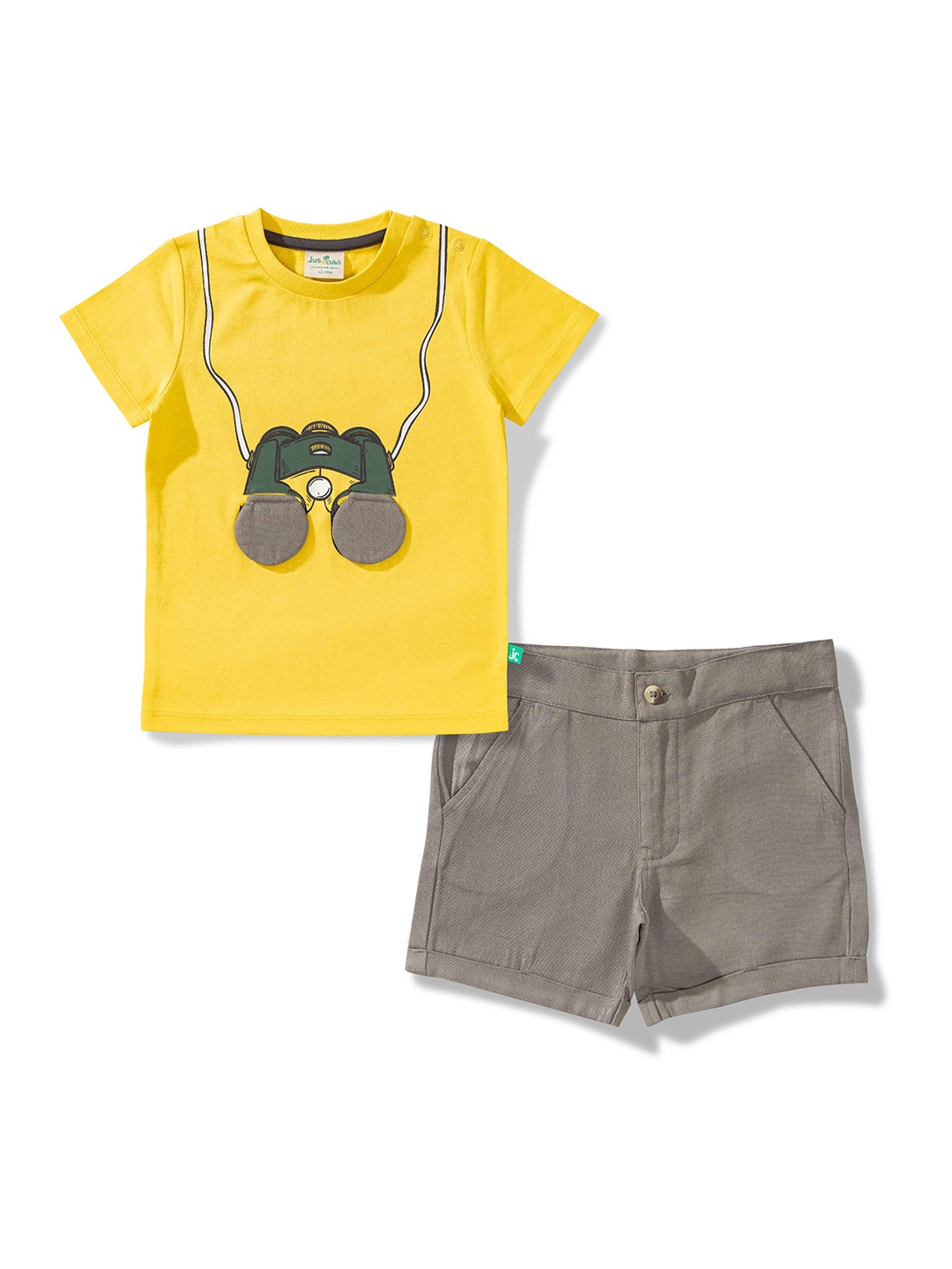 

JusCubs Boys Printed Pure Cotton T-shirt with Shorts, Yellow