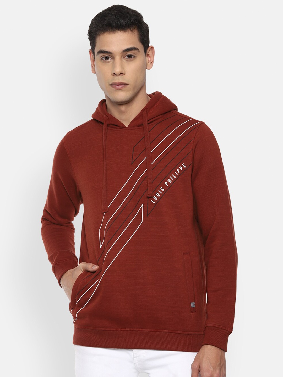 

Louis Philippe Sport Typography Printed Hooded Pullover Sweatshirt, Maroon