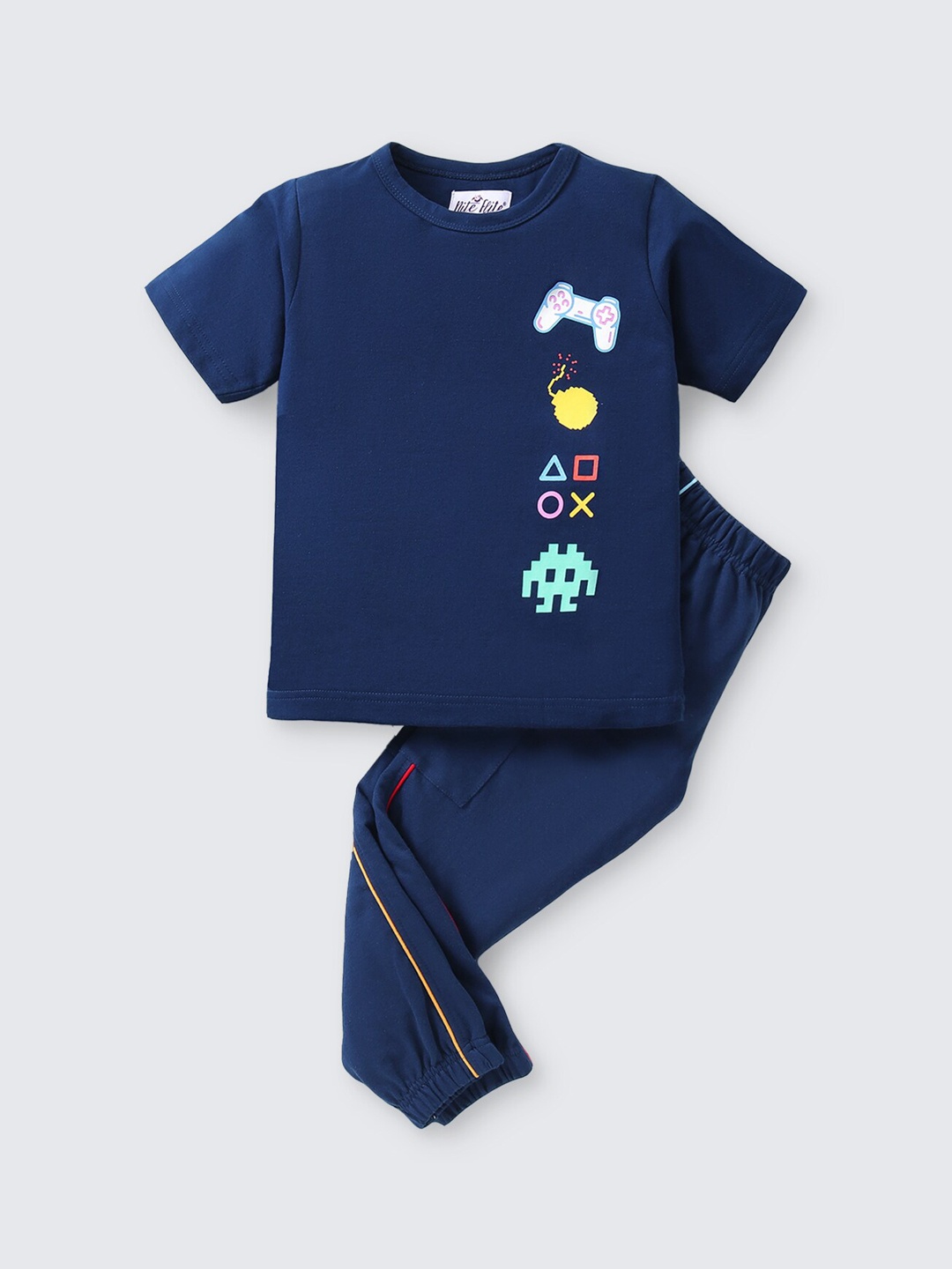 

Nite Flite Boys Printed Pure Cotton Night Suit, Blue
