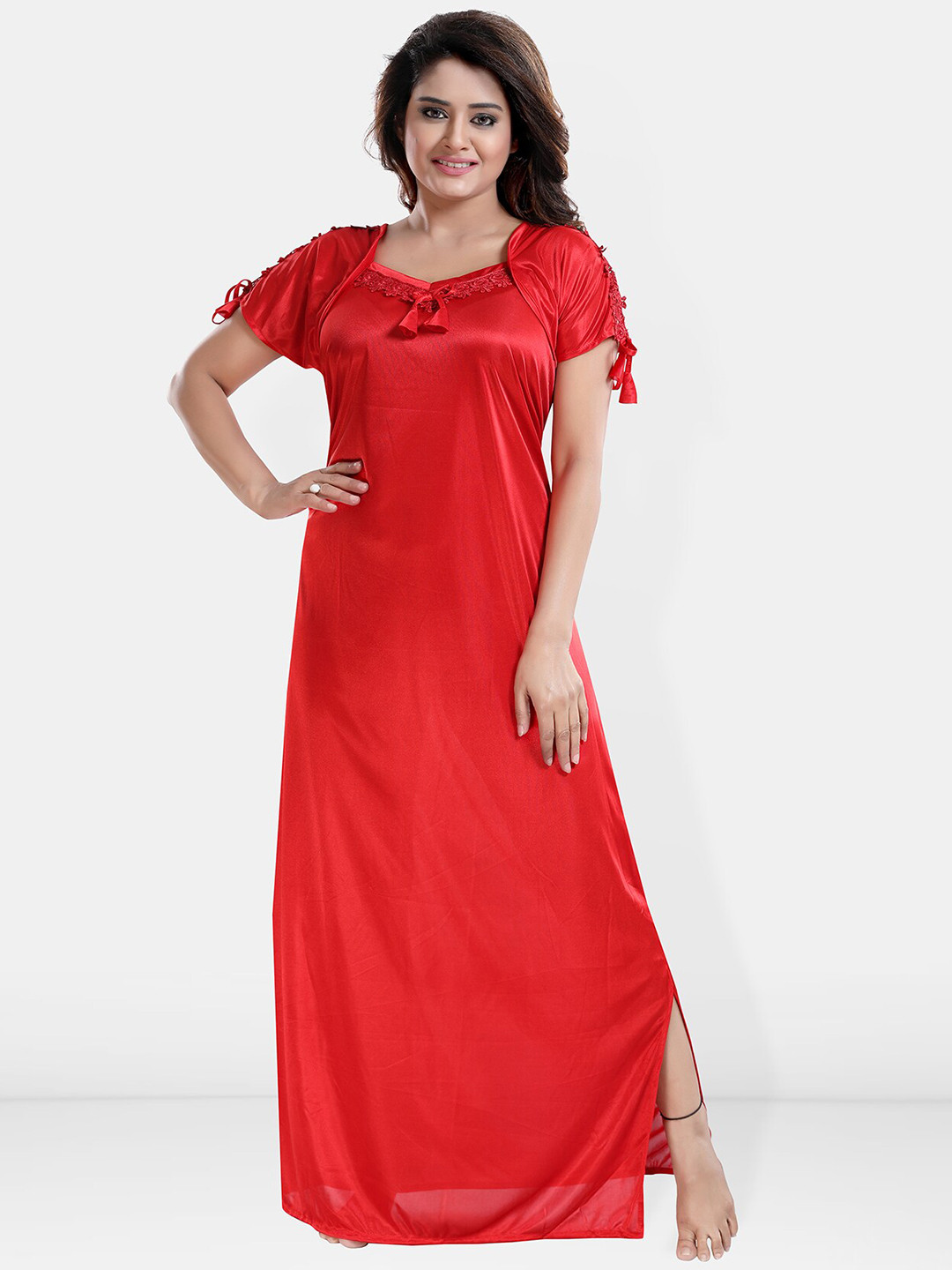 

Be You Satin Maxi Nightdress, Red