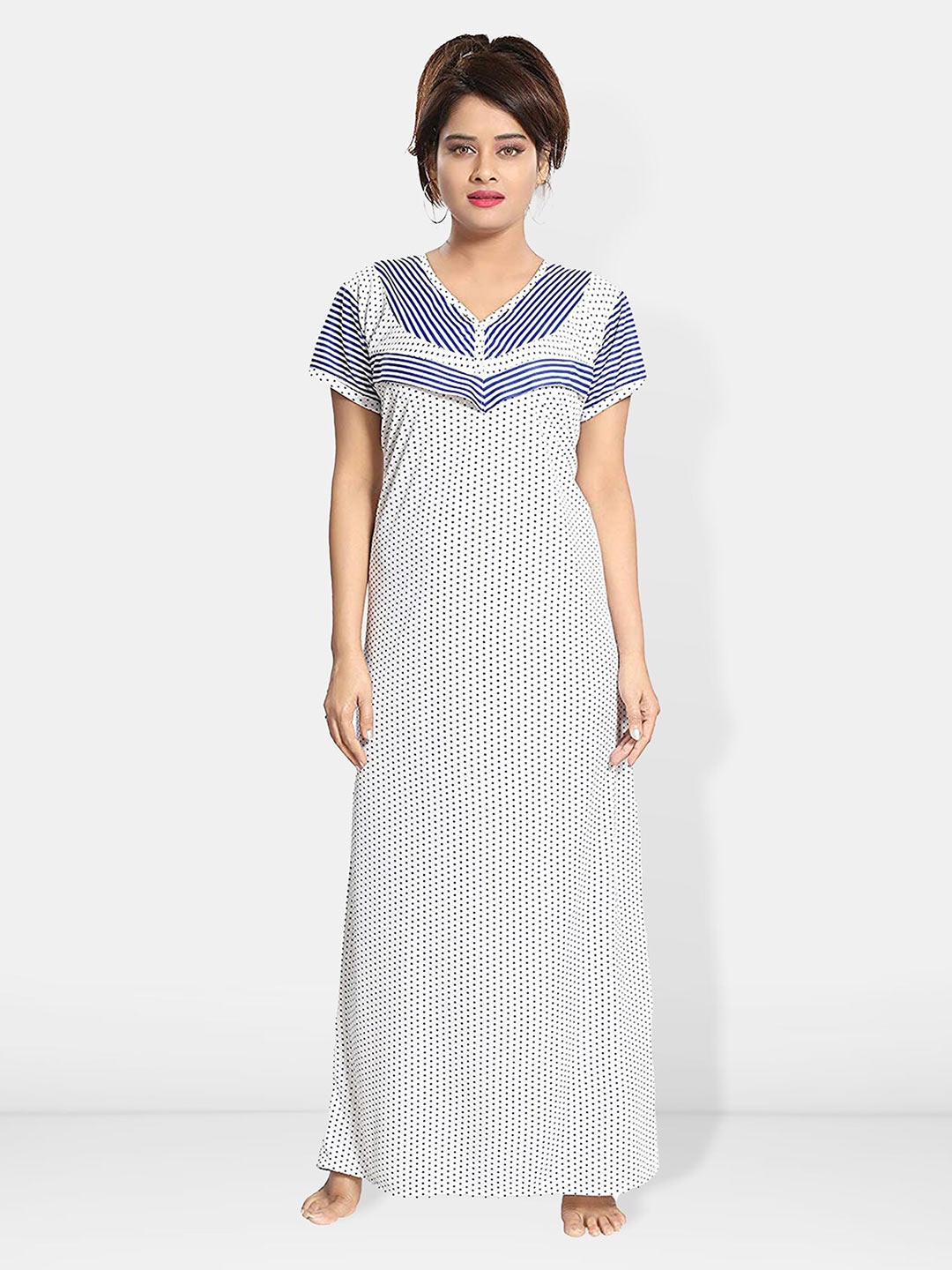 

Be You Printed Satin V-Neck Maternity Maxi Nightdress, White