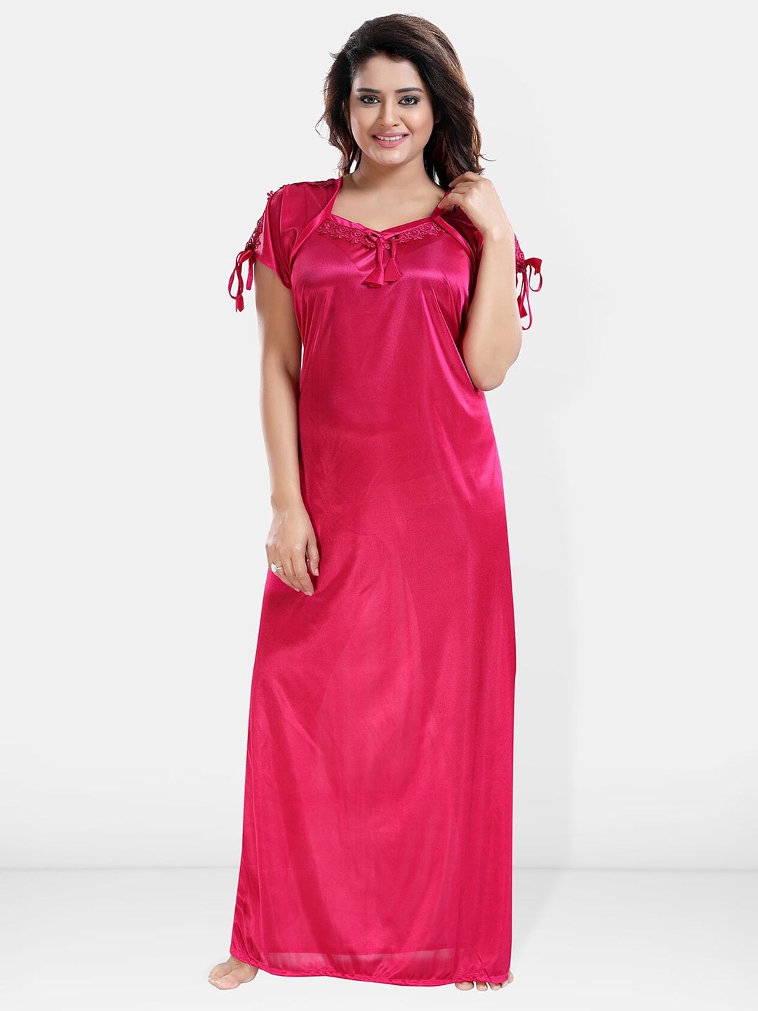 

Be You V-Neck Satin Maxi Nightdress, Pink