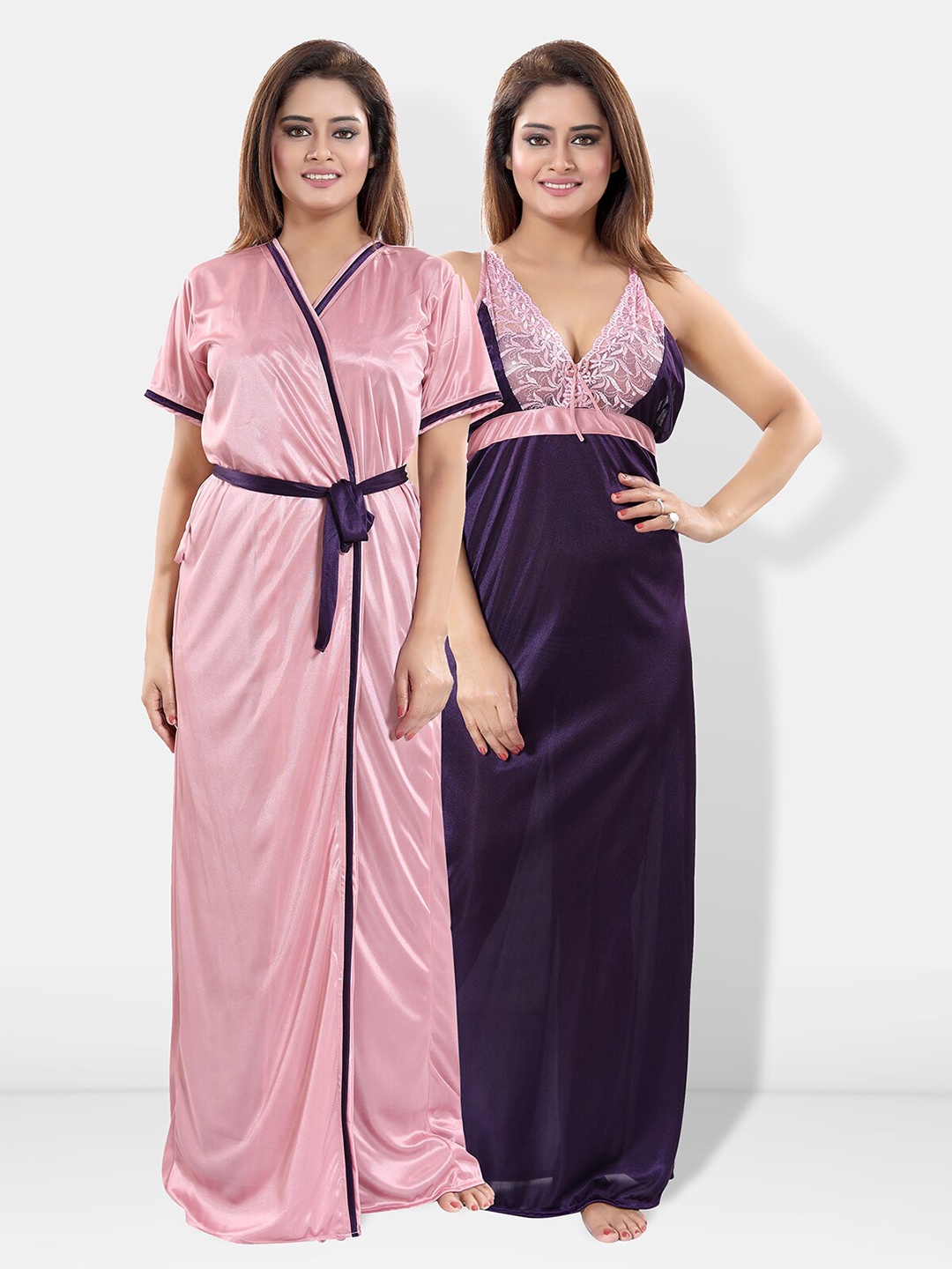 

Be You V-Neck Maxi Wrap Nightdress with Robe, Pink