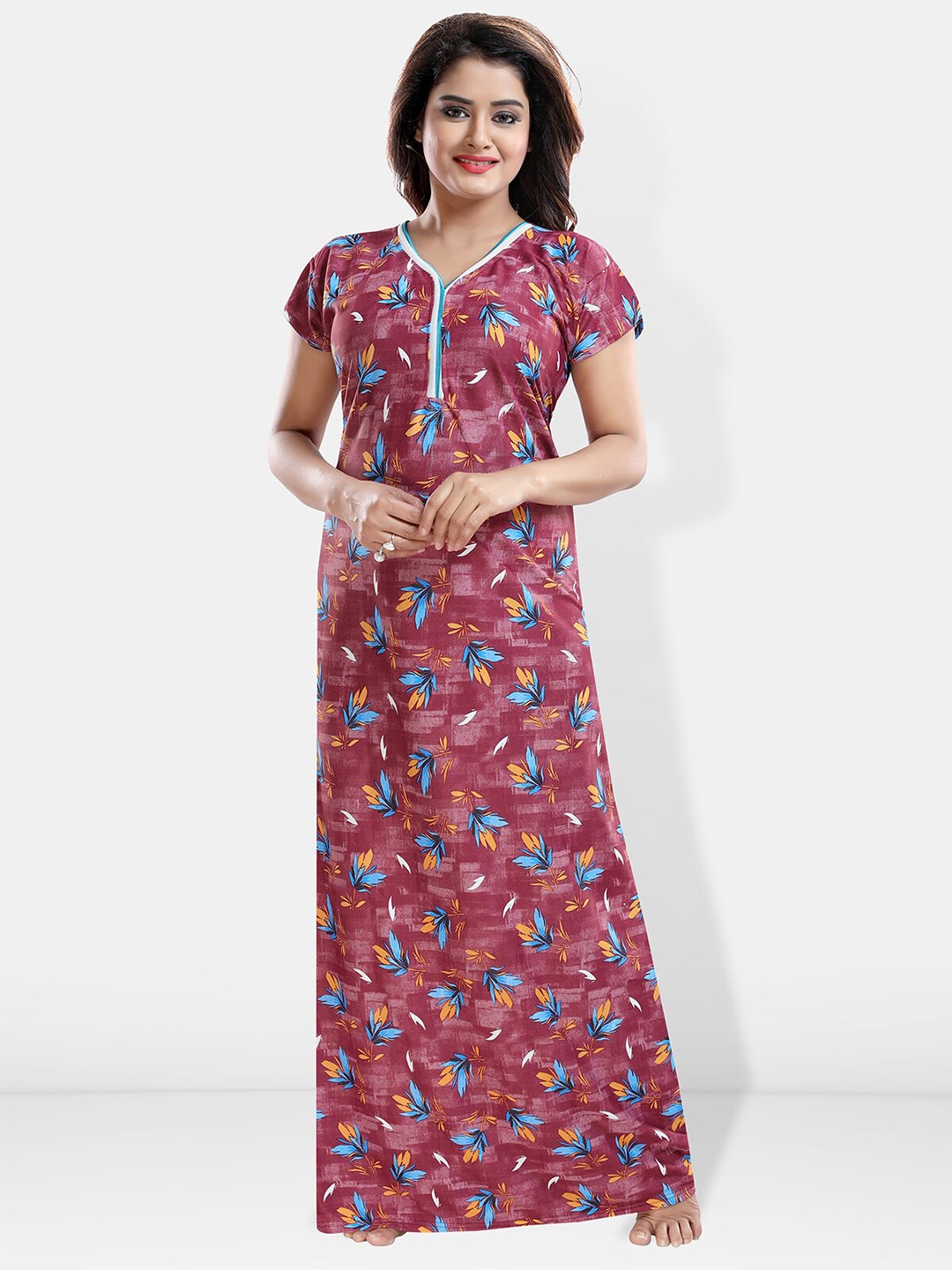 

Be You Printed Satin Maxi Nightdress, Pink