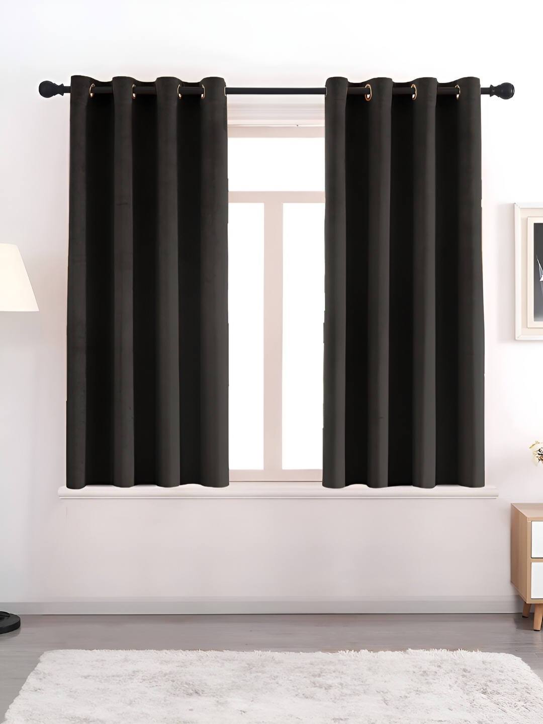 

AEROHAVEN Black 2 Pcs Room Darkening Eyelet Window Curtains