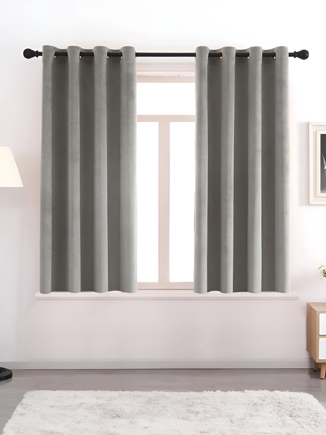 

AEROHAVEN Grey 2 Pcs Room Darkening Eyelet Window Curtains