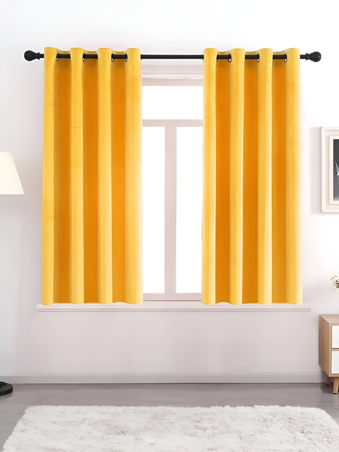 

AEROHAVEN Yellow 2 Pcs Room Darkening Eyelet Window Curtains