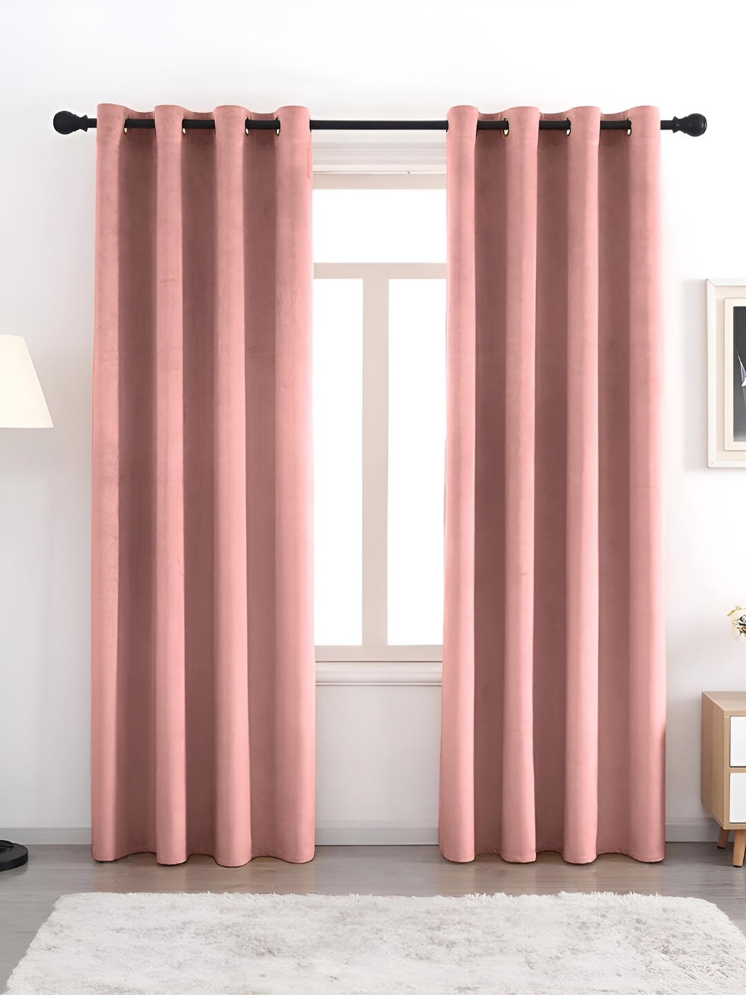 

AEROHAVEN Rose Gold 2 Pcs Room Darkening Eyelet Door Curtains