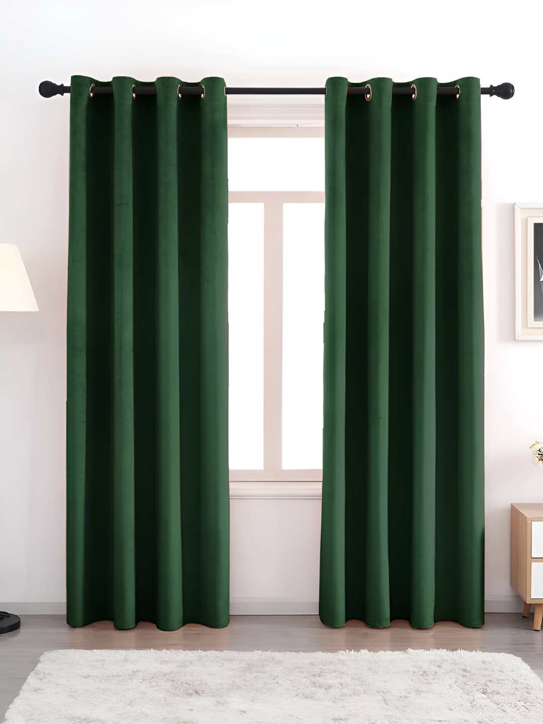 

AEROHAVEN Green 2 Pcs Room Darkening Eyelet Long Door Curtains