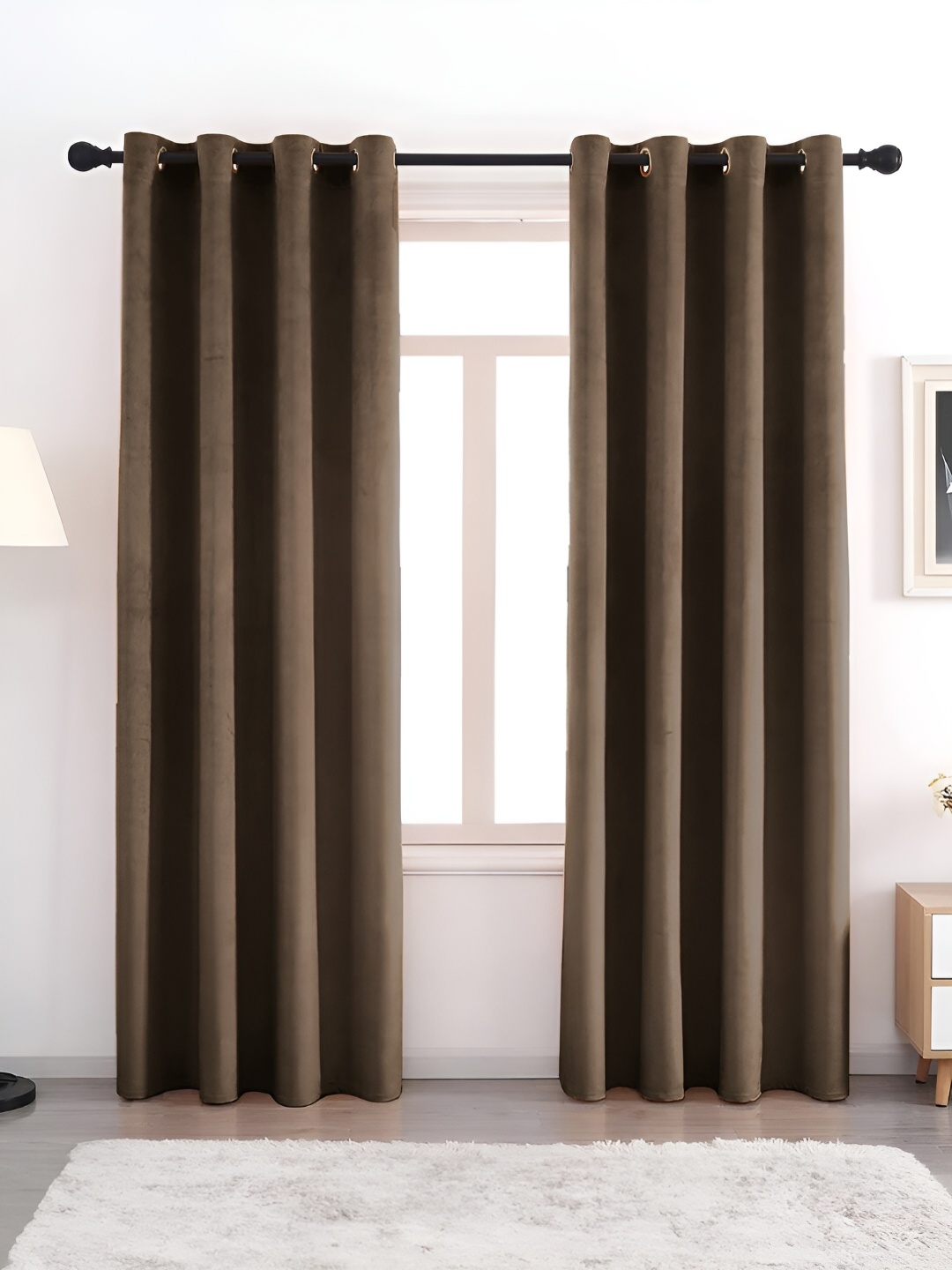 

AEROHAVEN Brown 2 Pcs Room Darkening Eyelet Door Curtains