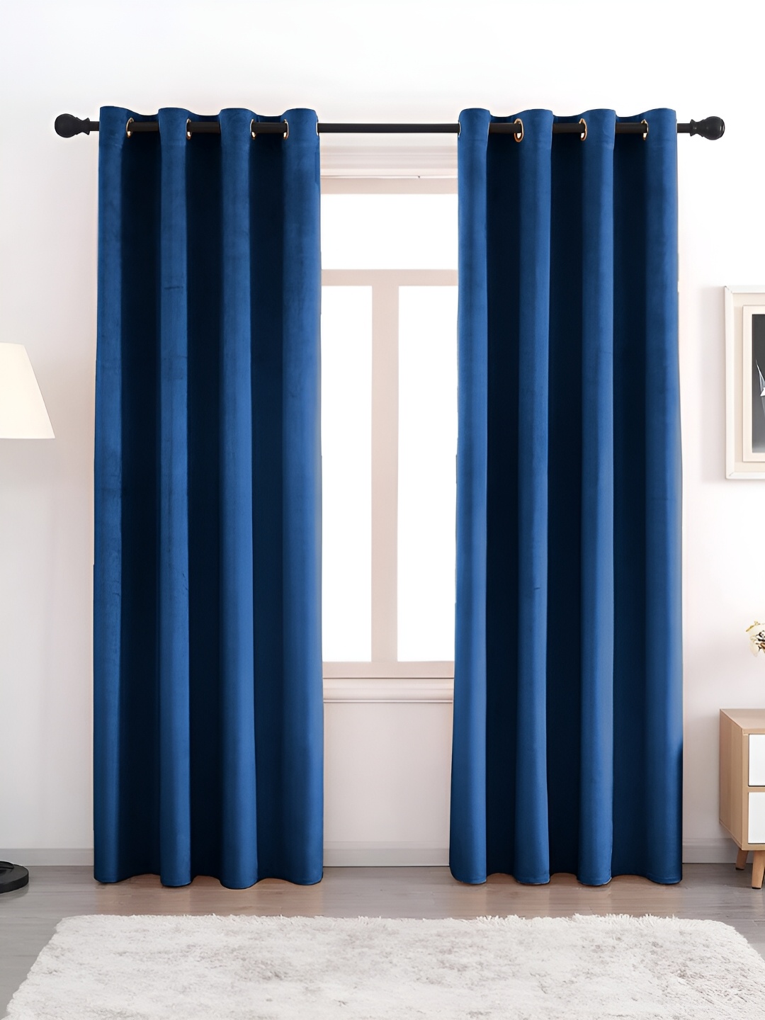 

AEROHAVEN Navy Blue 2 Pcs Room Darkening Eyelet Door Curtains