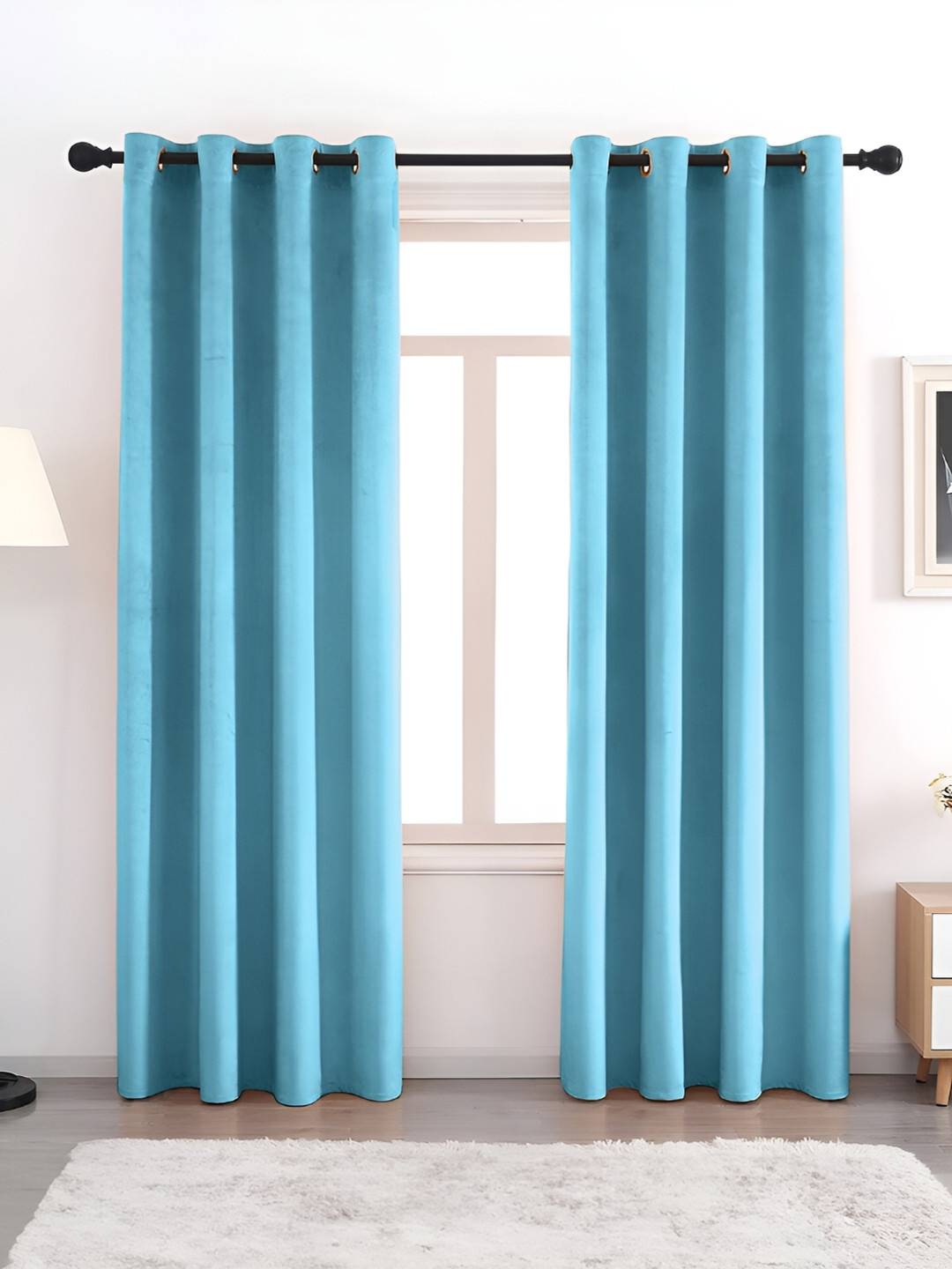 

AEROHAVEN Turquoise Blue 2 Pcs Room Darkening Door Curtain