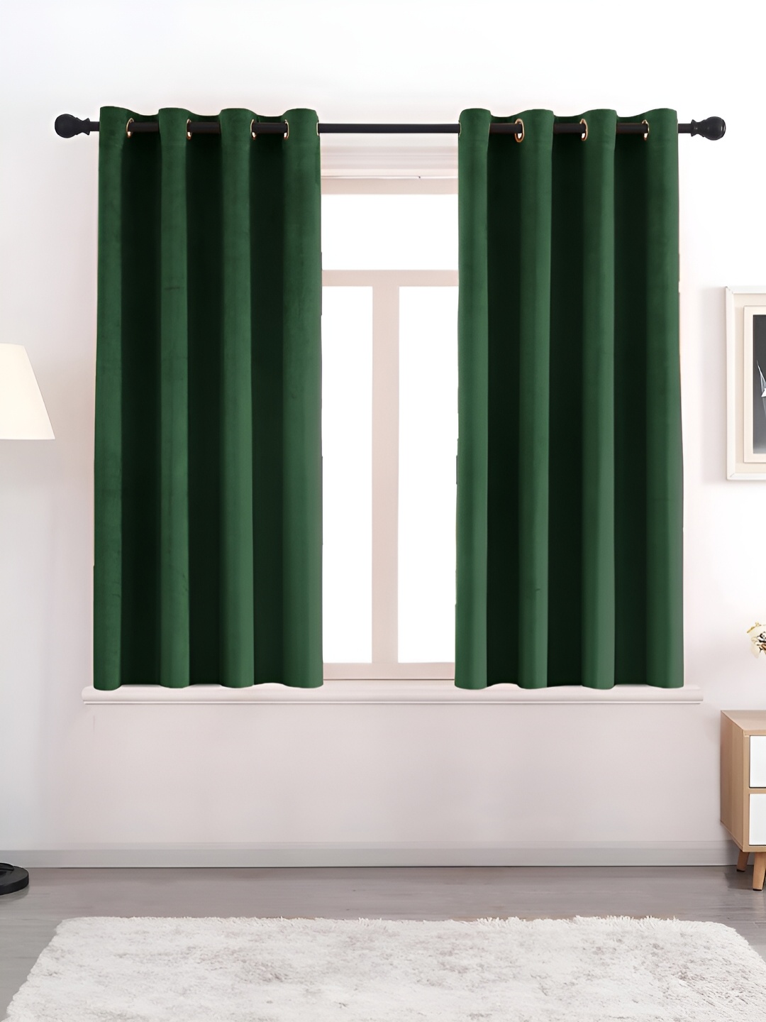 

AEROHAVEN Green 2 Pcs Room Darkening Eyelet Window Curtains