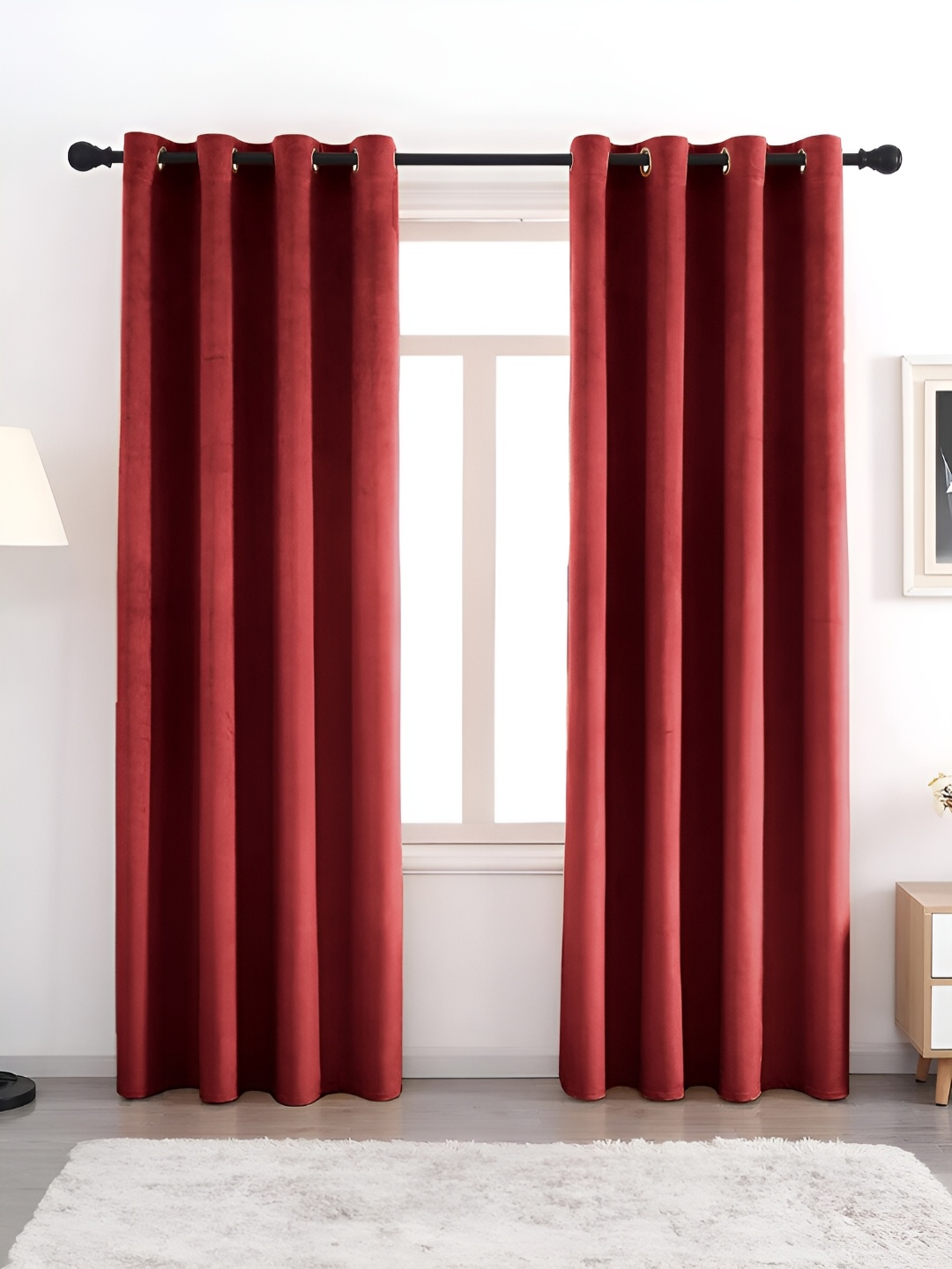 

AEROHAVEN Maroon 2 Pcs Room Darkening Eyelet Door Curtains