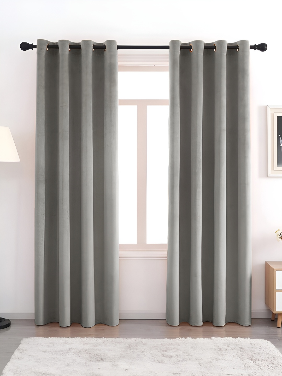 

AEROHAVEN Grey 2 Pcs Room Darkening Eyelet Door Curtains