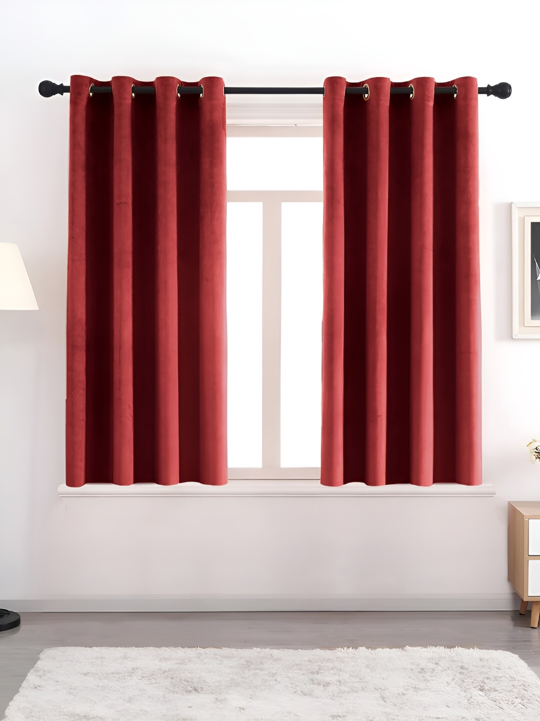 

AEROHAVEN Maroon 2 Pcs Room Darkening Eyelet Window Curtains