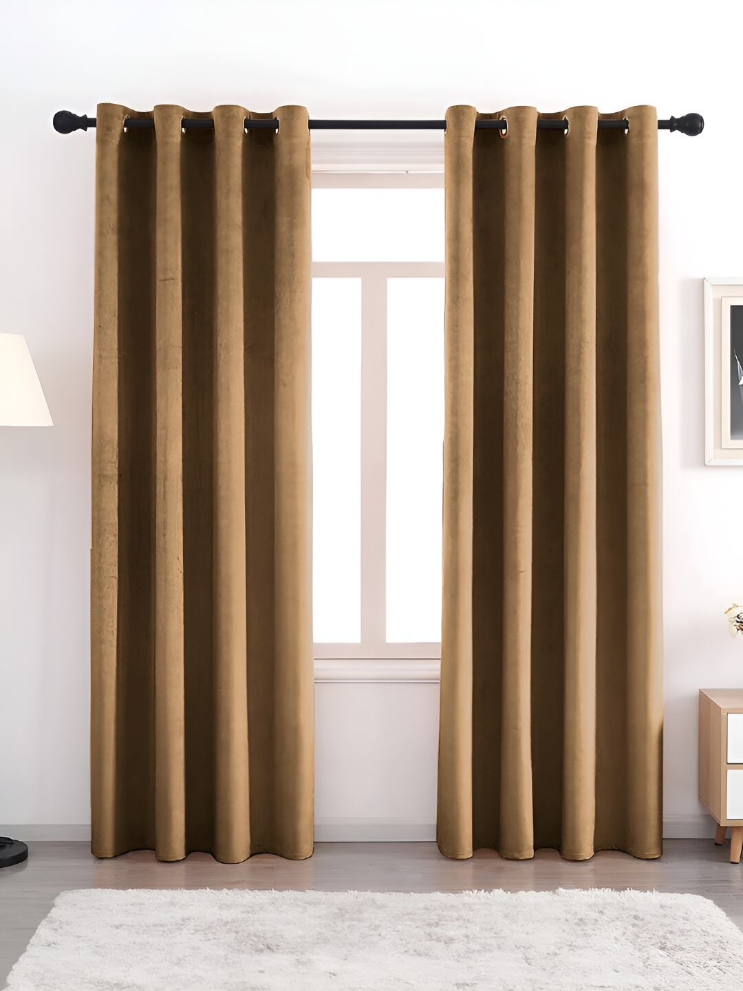 

AEROHAVEN Coffee Brown 2 Pcs Room Darkening Eyelet Long Door Curtains