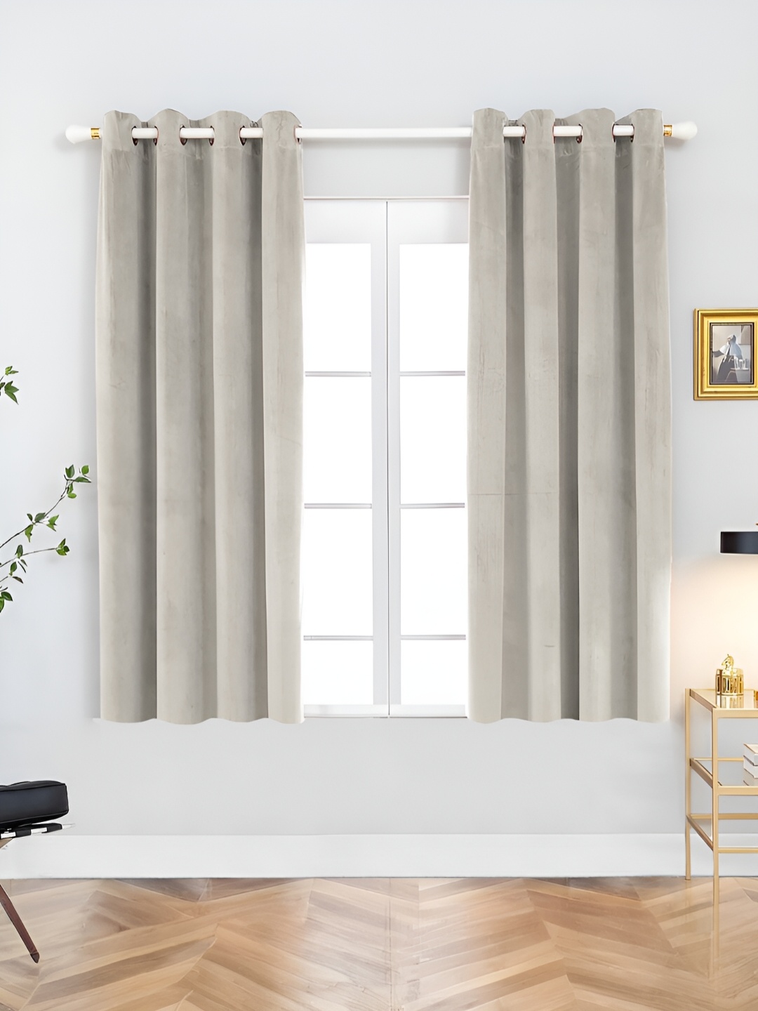 

Aura Silver-Toned 2 Pieces Room Darkening Window Curtain