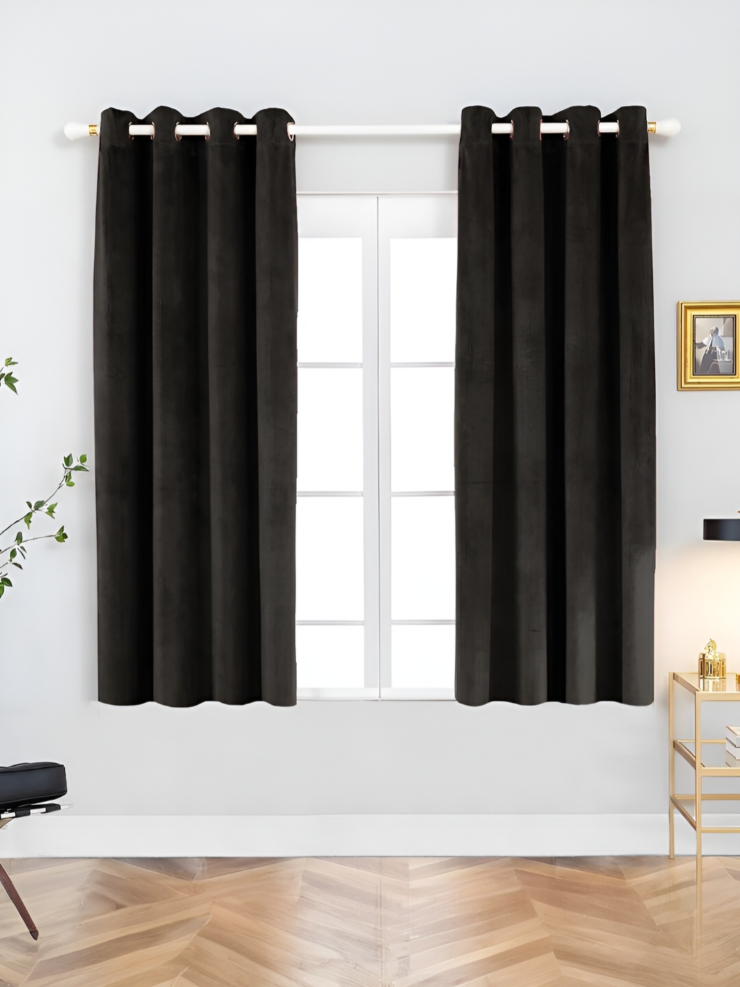 

Aura Black 2 Pieces Room Darkening Window Curtain
