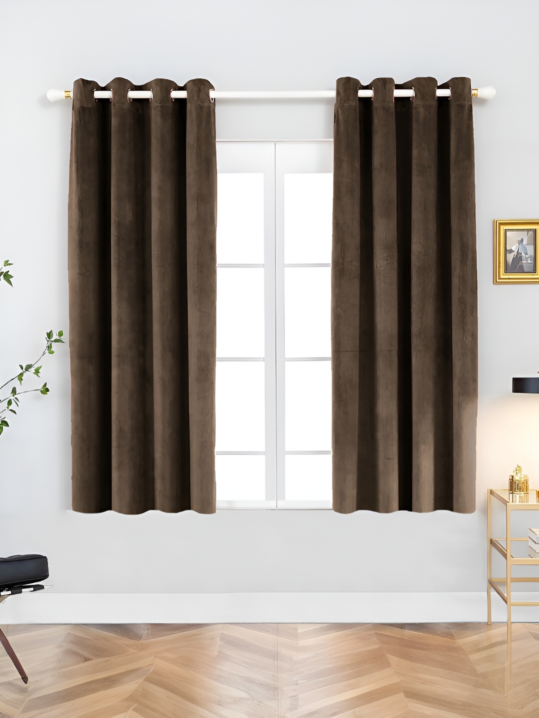 

Aura Brown 2 Pieces Room Darkening Window Curtain