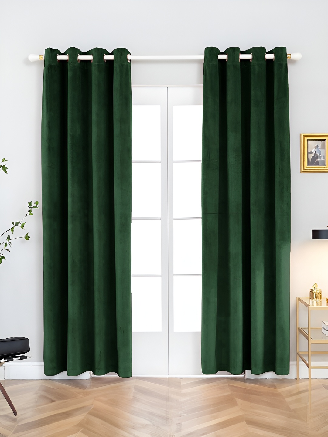 

Aura Green 2 Pieces Room Darkening Door Curtain