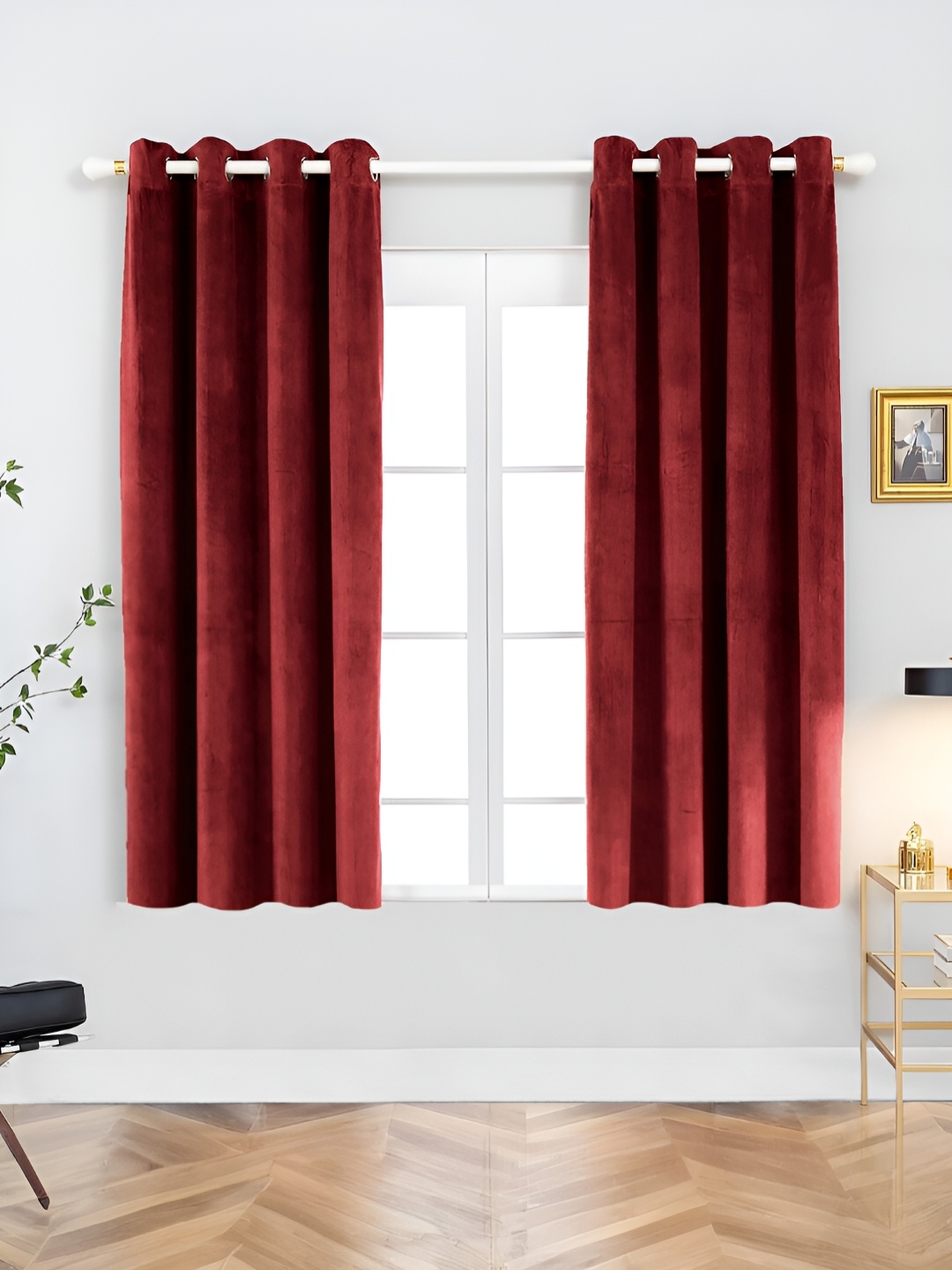 

Aura Maroon 2 Pieces Room Darkening Window Curtain