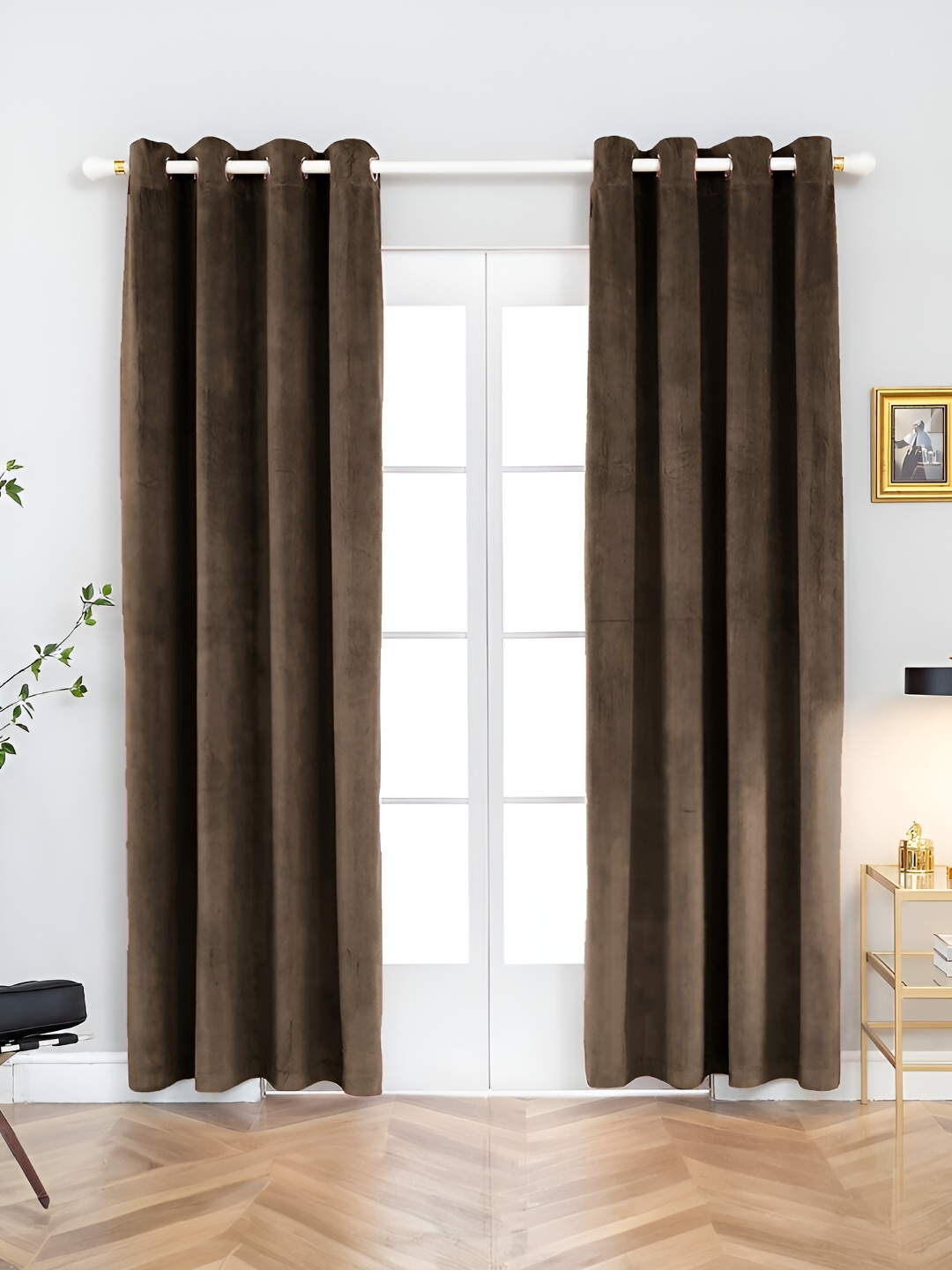 

Aura Brown 2 Pieces Room Darkening Door Curtain