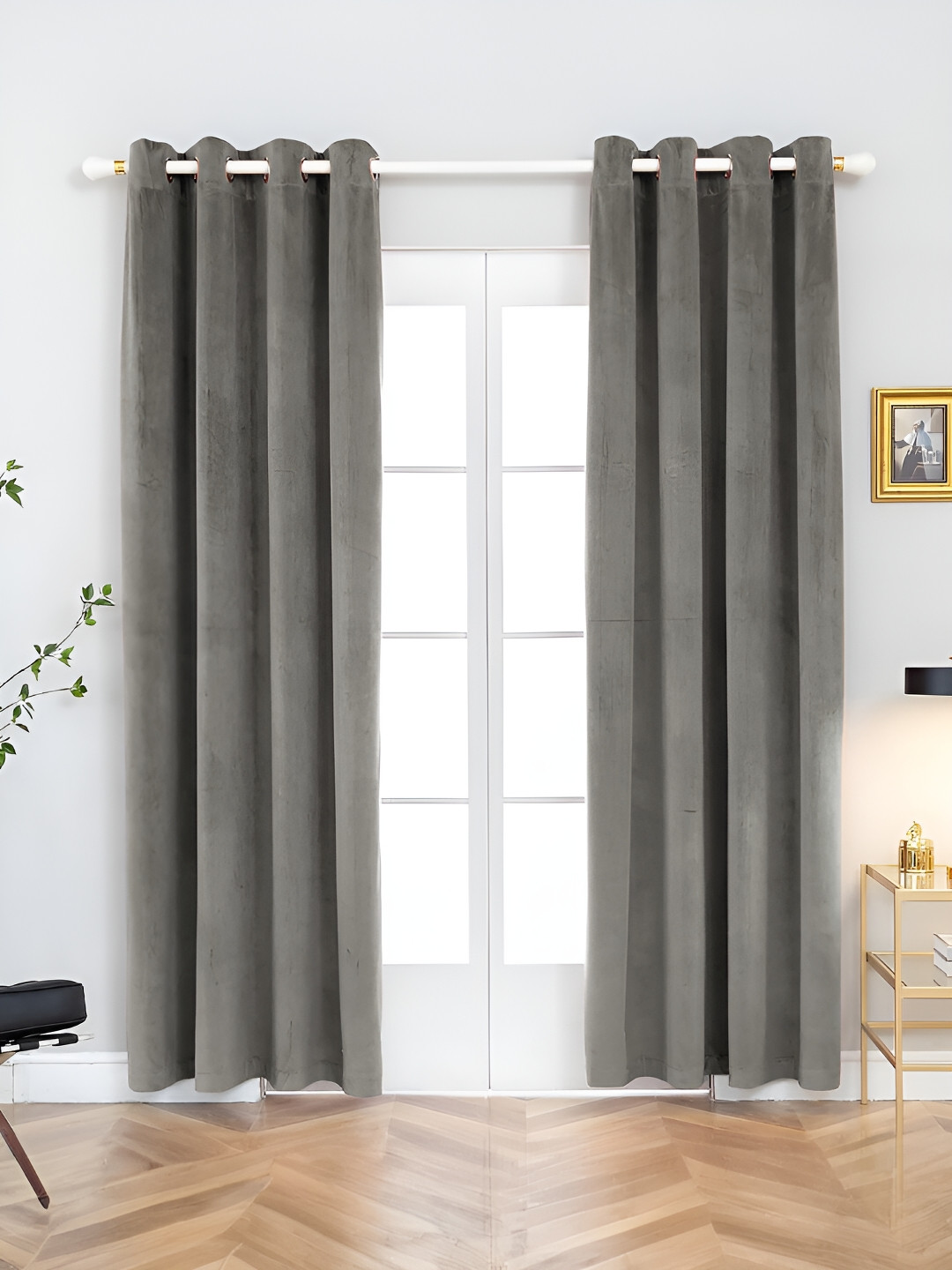 

Aura Grey 2 Pieces Room Darkening Long Door Curtain