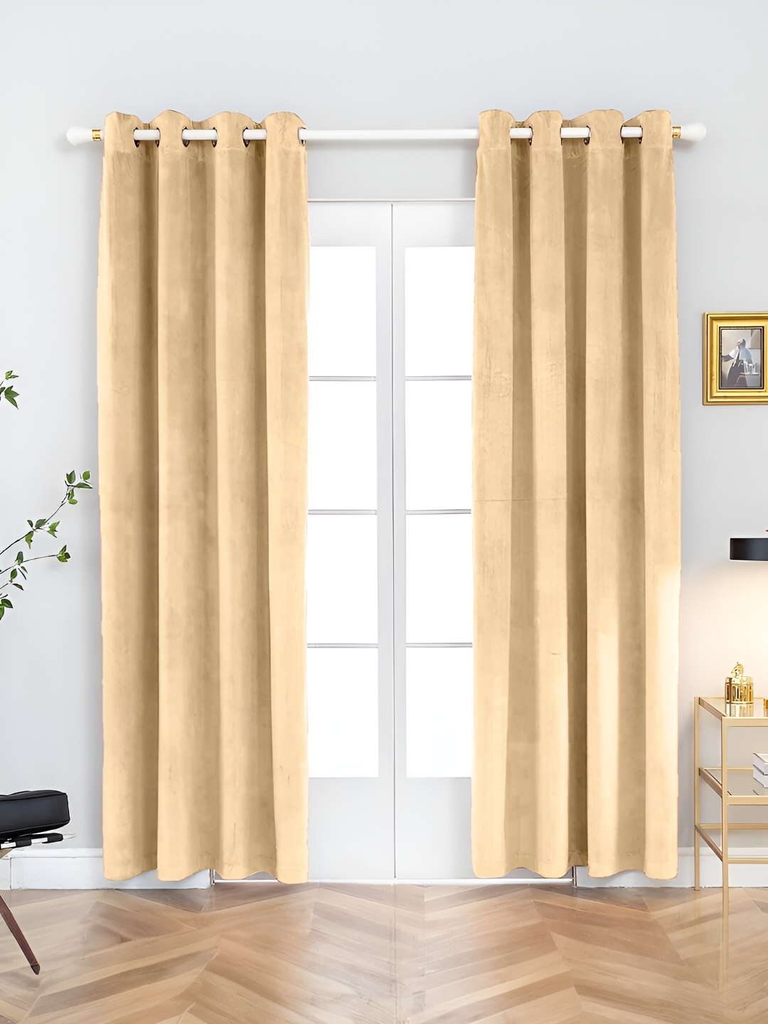 

Aura Cream 2 Pieces Room Darkening Long Door Curtain