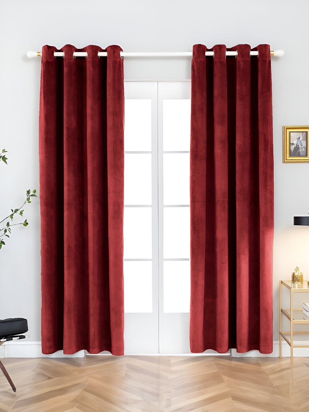 

Aura Maroon 2 Pieces Room Darkening Long Door Curtain