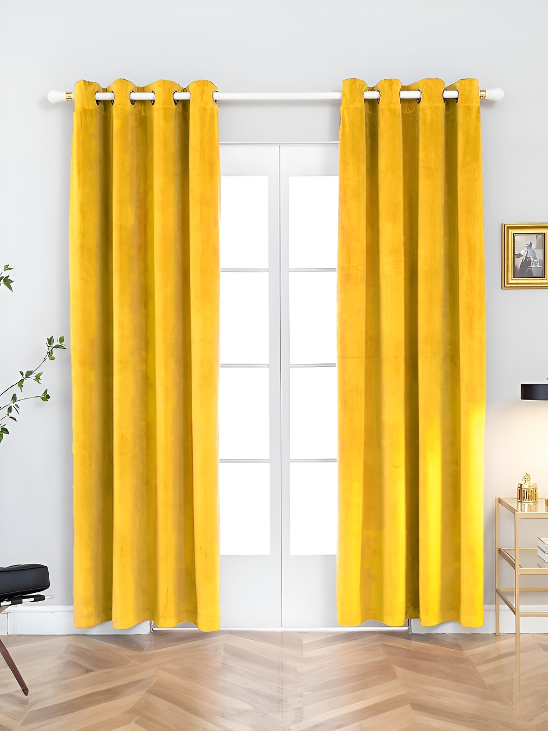 

Aura Yellow 2 Pieces Room Darkening Door Curtain