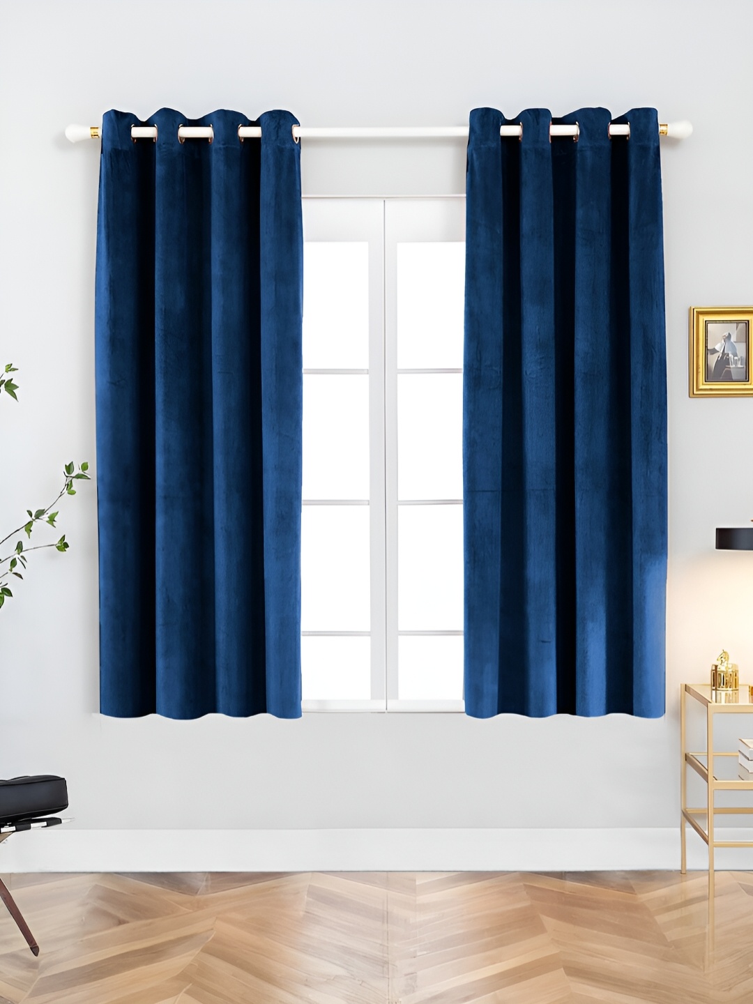 

Aura Navy Blue 2 Pieces Room Darkening Window Curtain