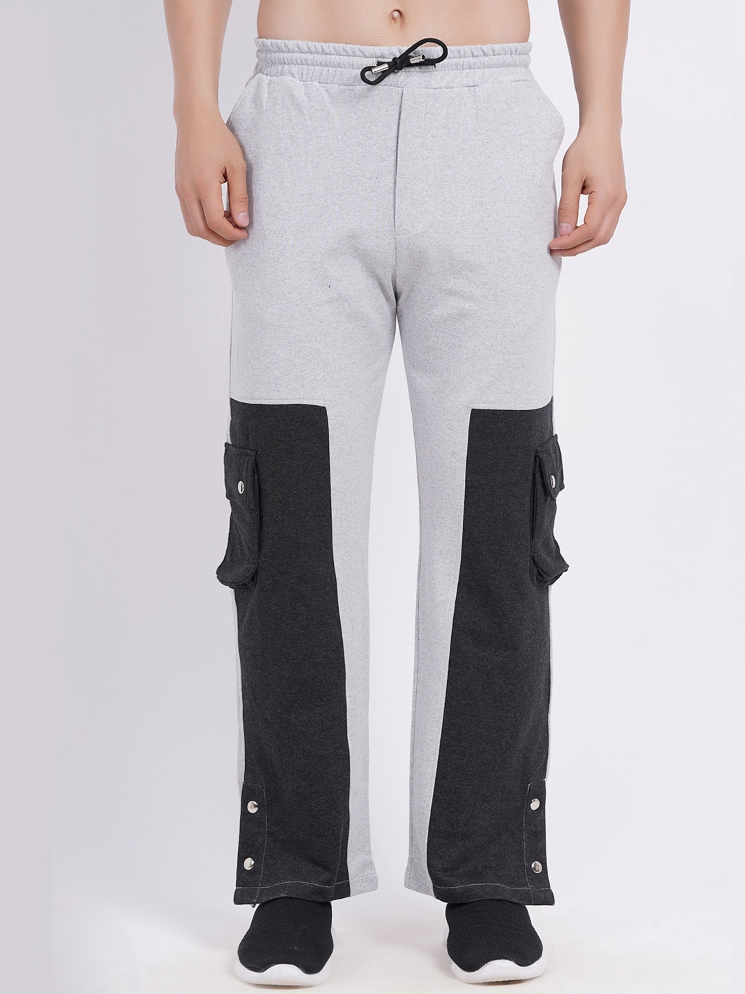 

BAESD Men Relaxed Straight Leg High-Rise Easy Wash Pure Cotton Cargos Trousers, Grey