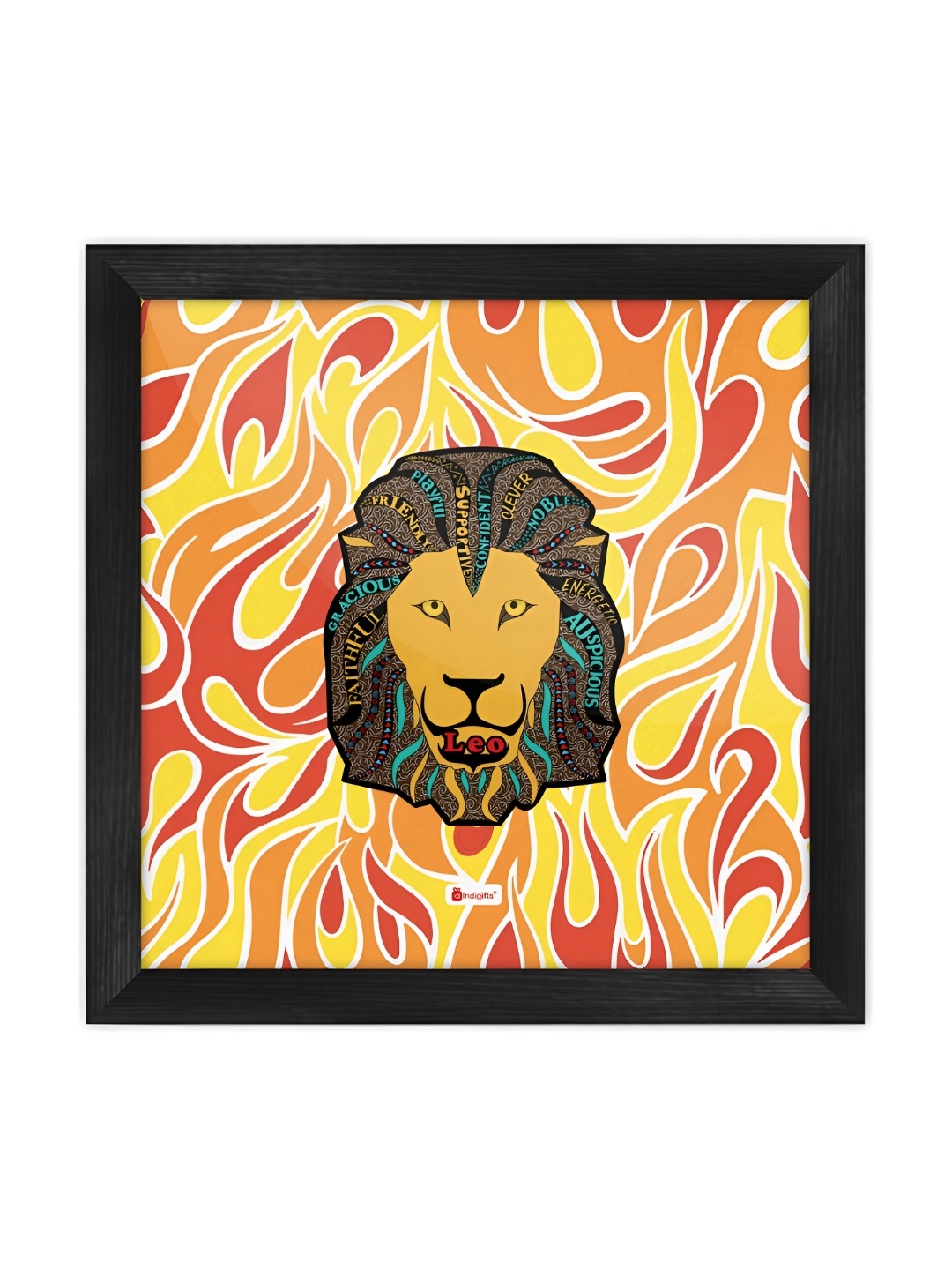 

Indigifts Black & Yellow Lion Face Printed Wooden Wall Art