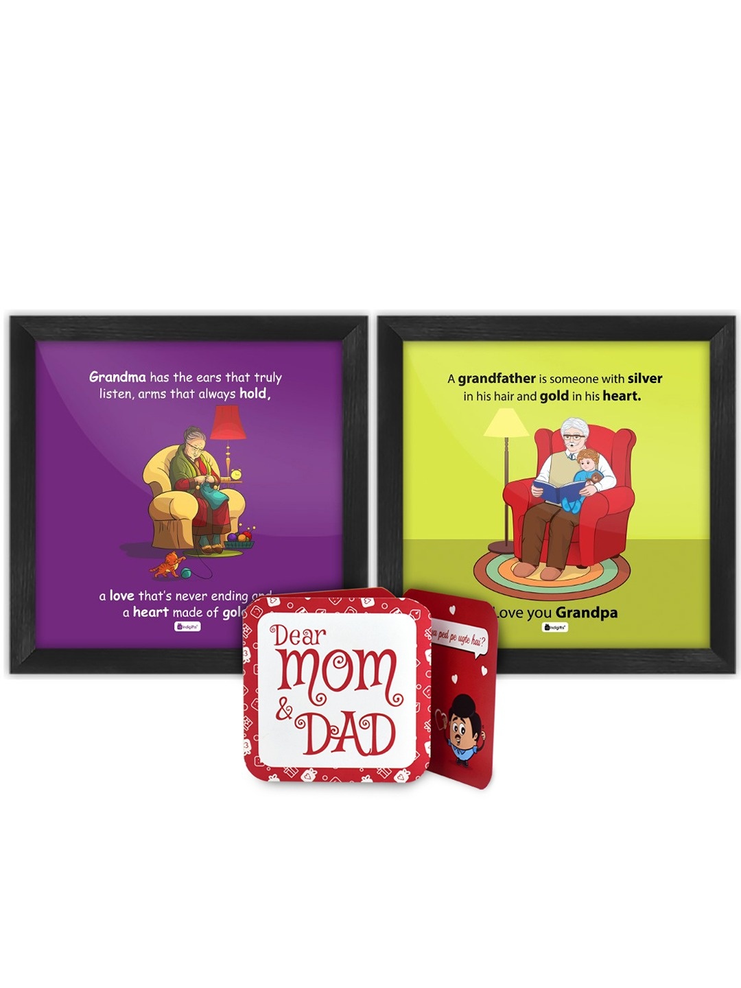 

Indigifts Purple & Yellow 2 Pieces Grandparents Anniversary Printed Wooden Wall Art