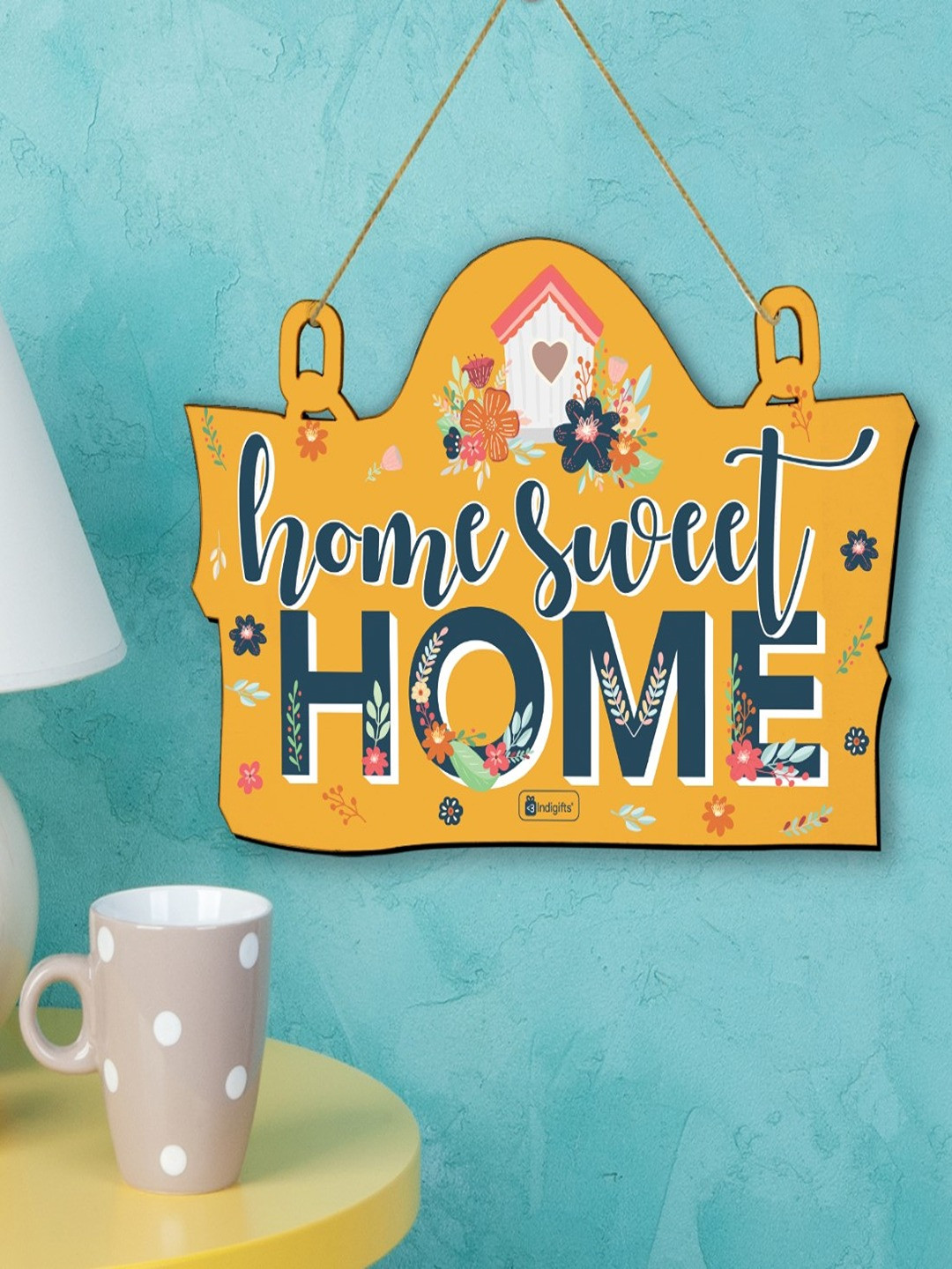 

Indigifts Yellow & Blue Home Sweet Home Printed Hanging Wall Decor