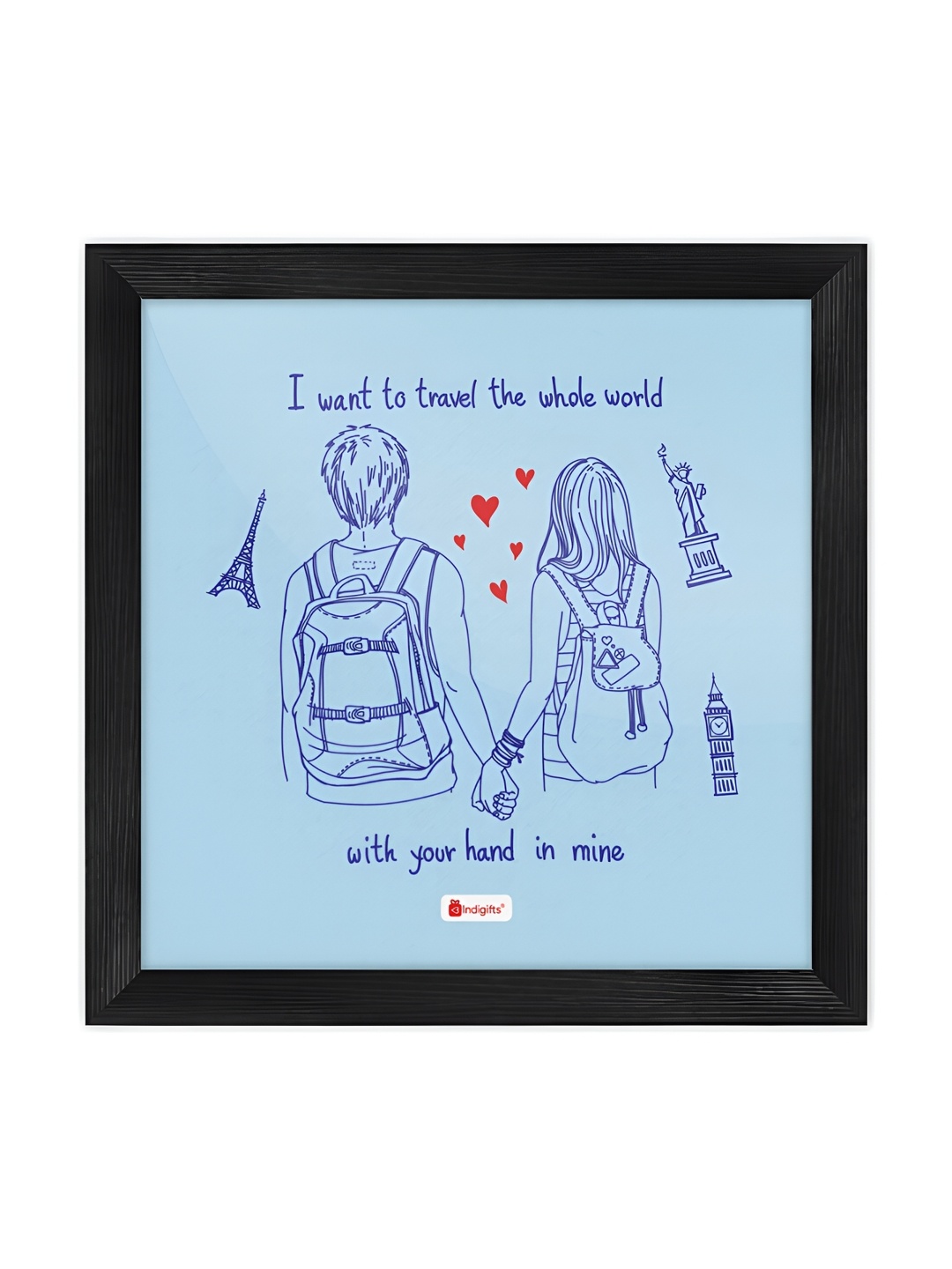 

Indigifts Blue Printed Wooden Wall Art