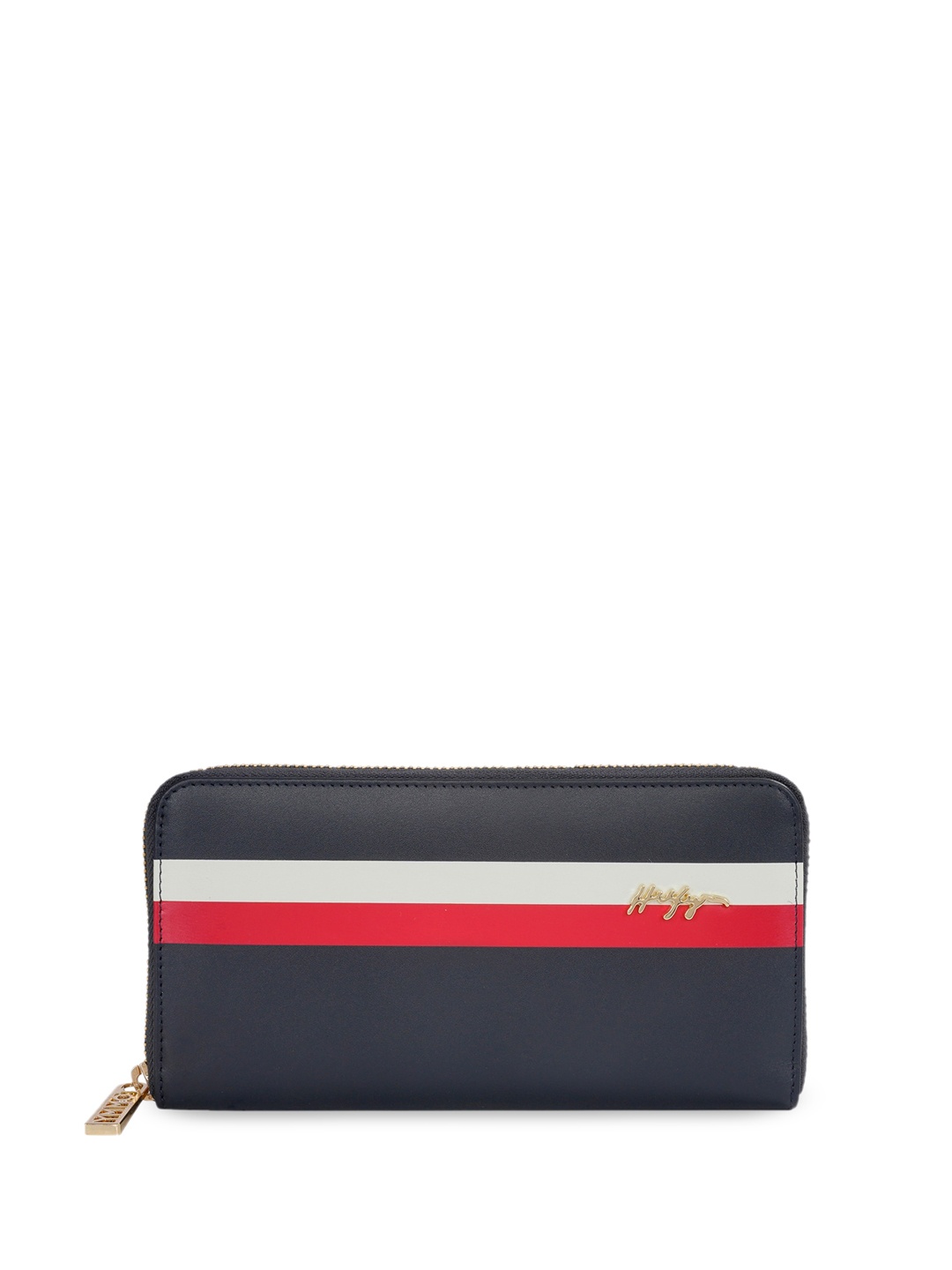 

Tommy Hilfiger Striped Leather Zip Around Wallet, Navy blue