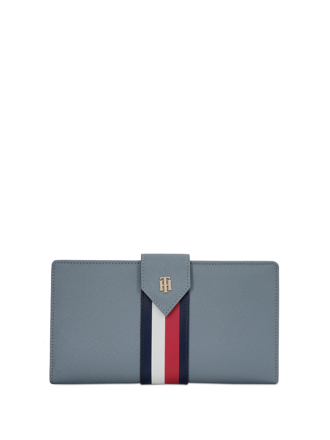 

Tommy Hilfiger Striped Leather Three Fold Wallet, Blue