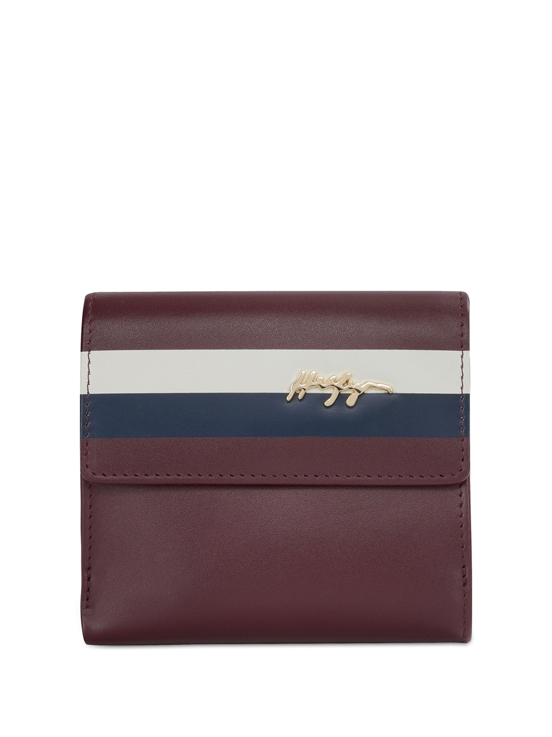 

Tommy Hilfiger Women Colourblocked Two Fold Wallet, Maroon