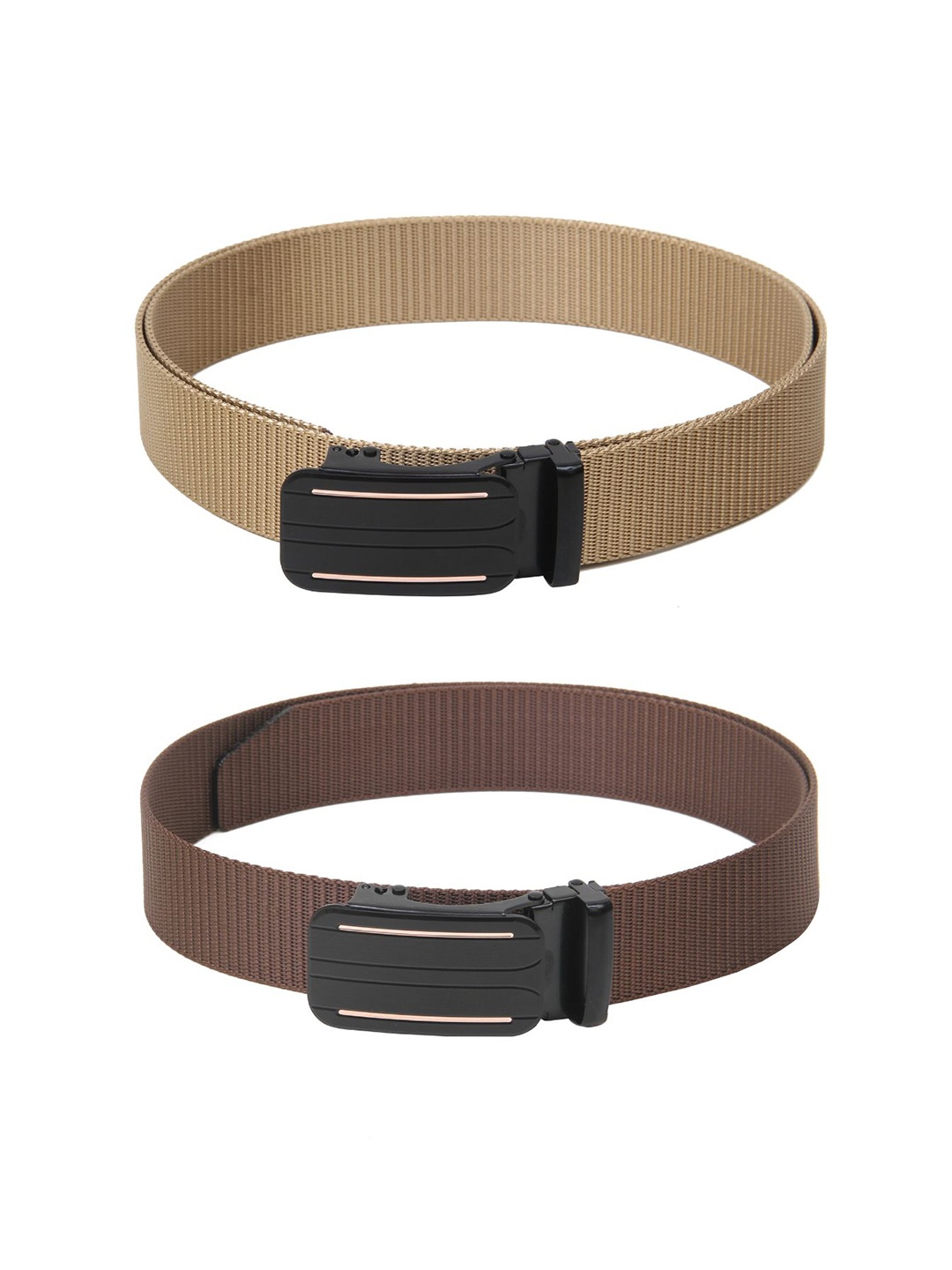 

Calvadoss Men Set Of 2 Textured Belts, Beige