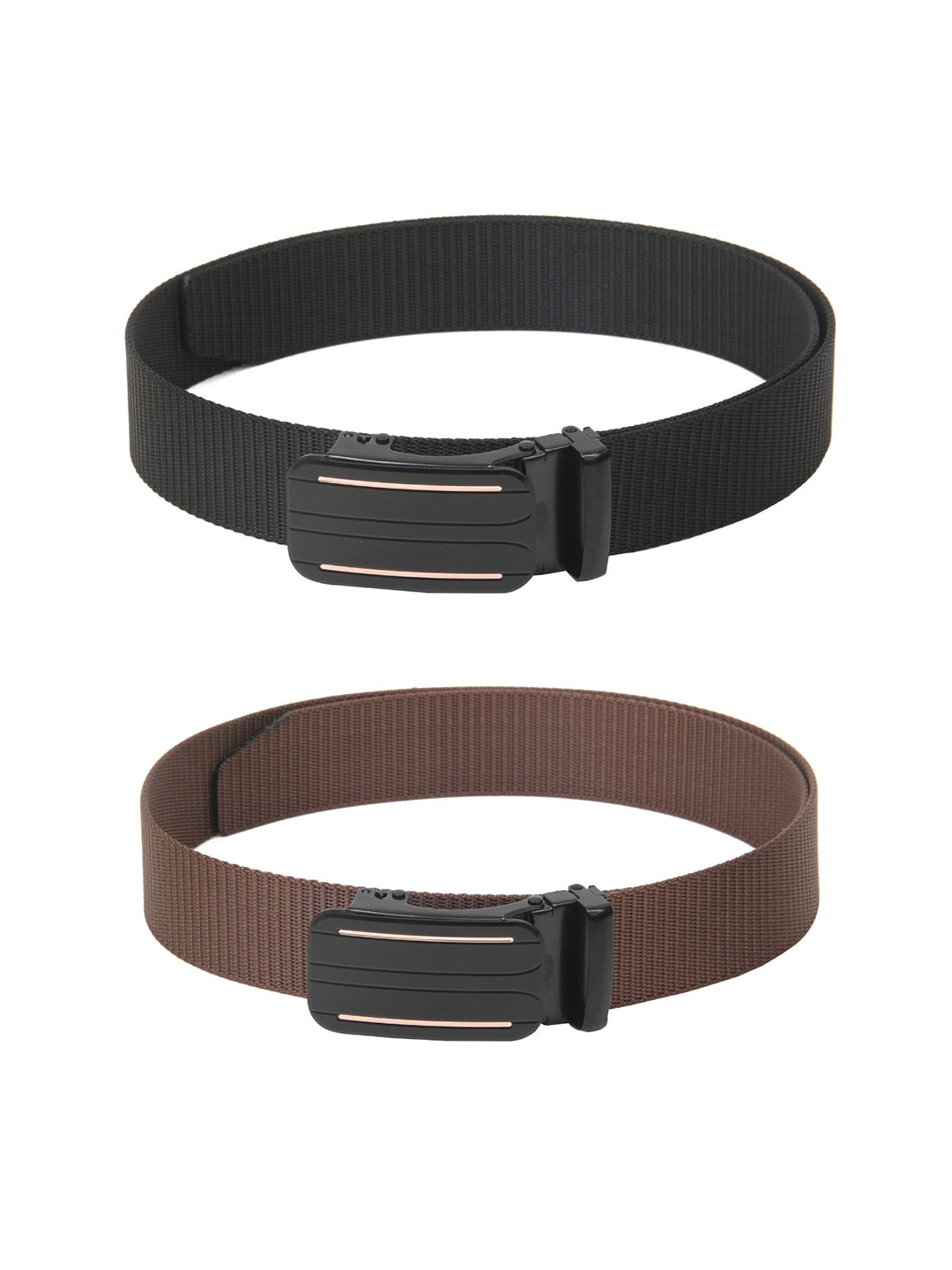 

Calvadoss Men Set of 2 Textured Belts, Black